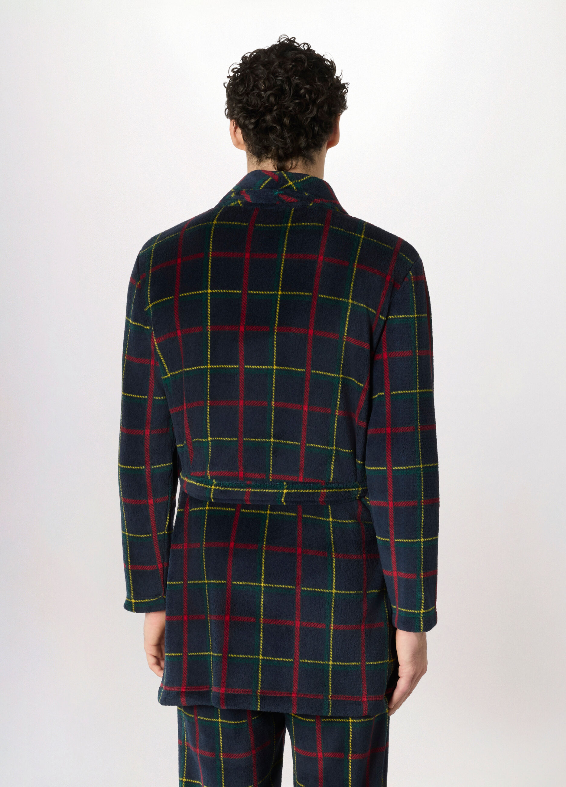 Vestaglia in pile a quadri uomo_1