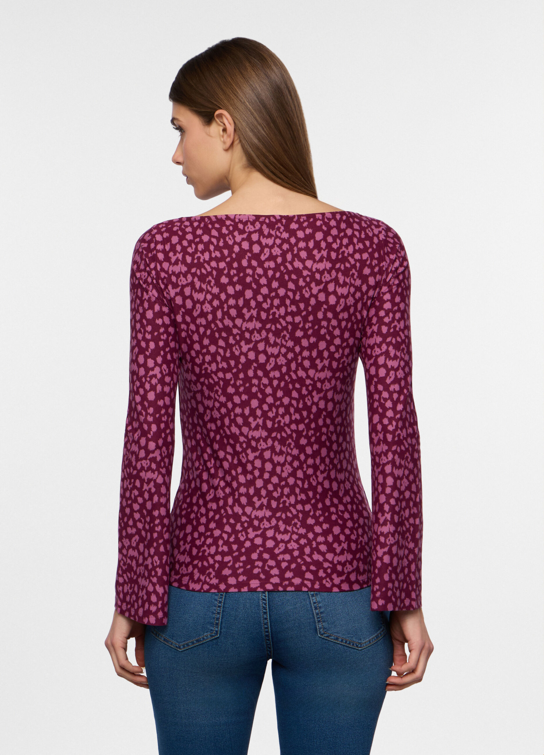 T-shirt con scollo a barchetta stretch donna_1