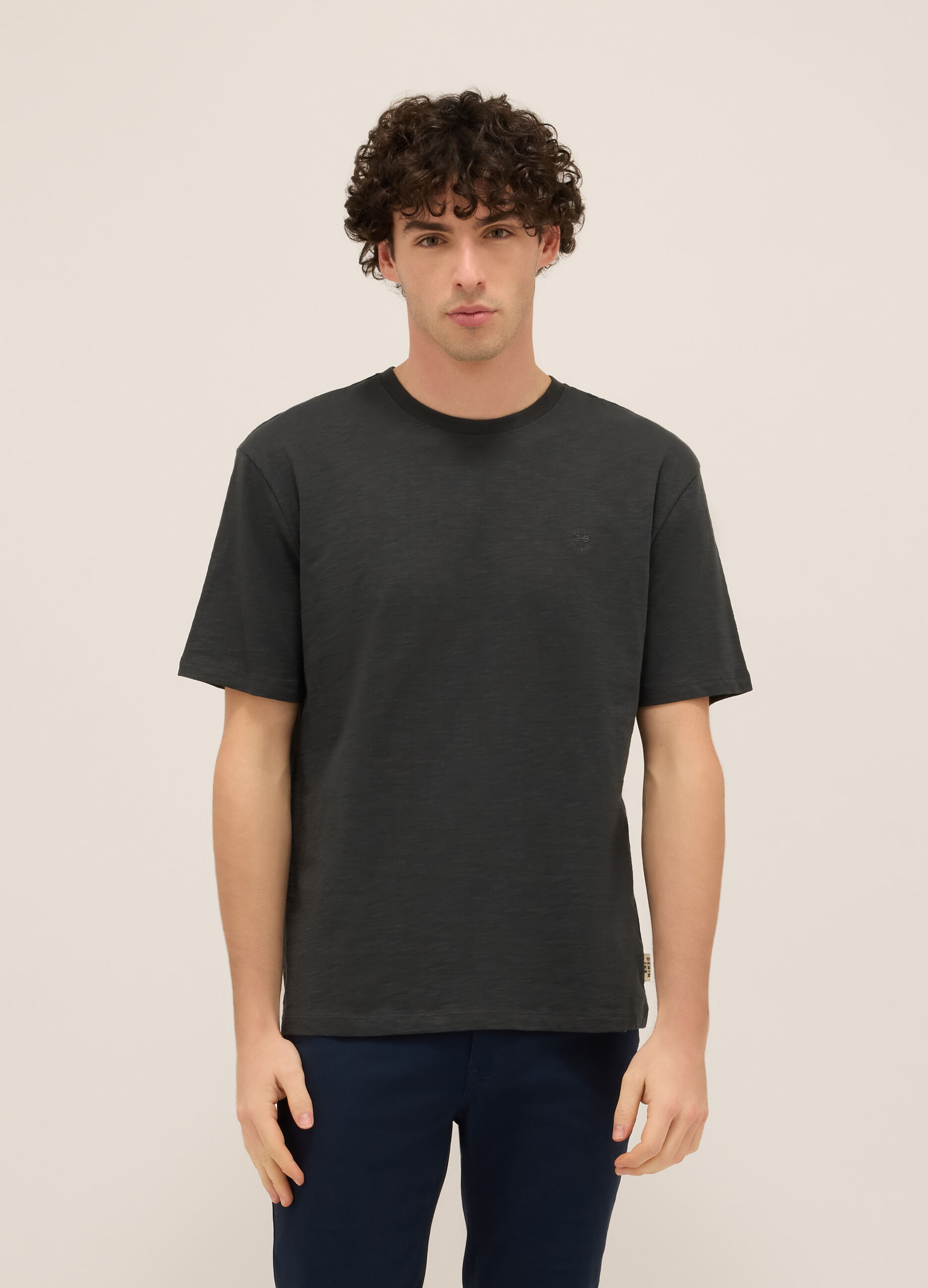 T-shirt girocollo in puro cotone mélange uomo_0