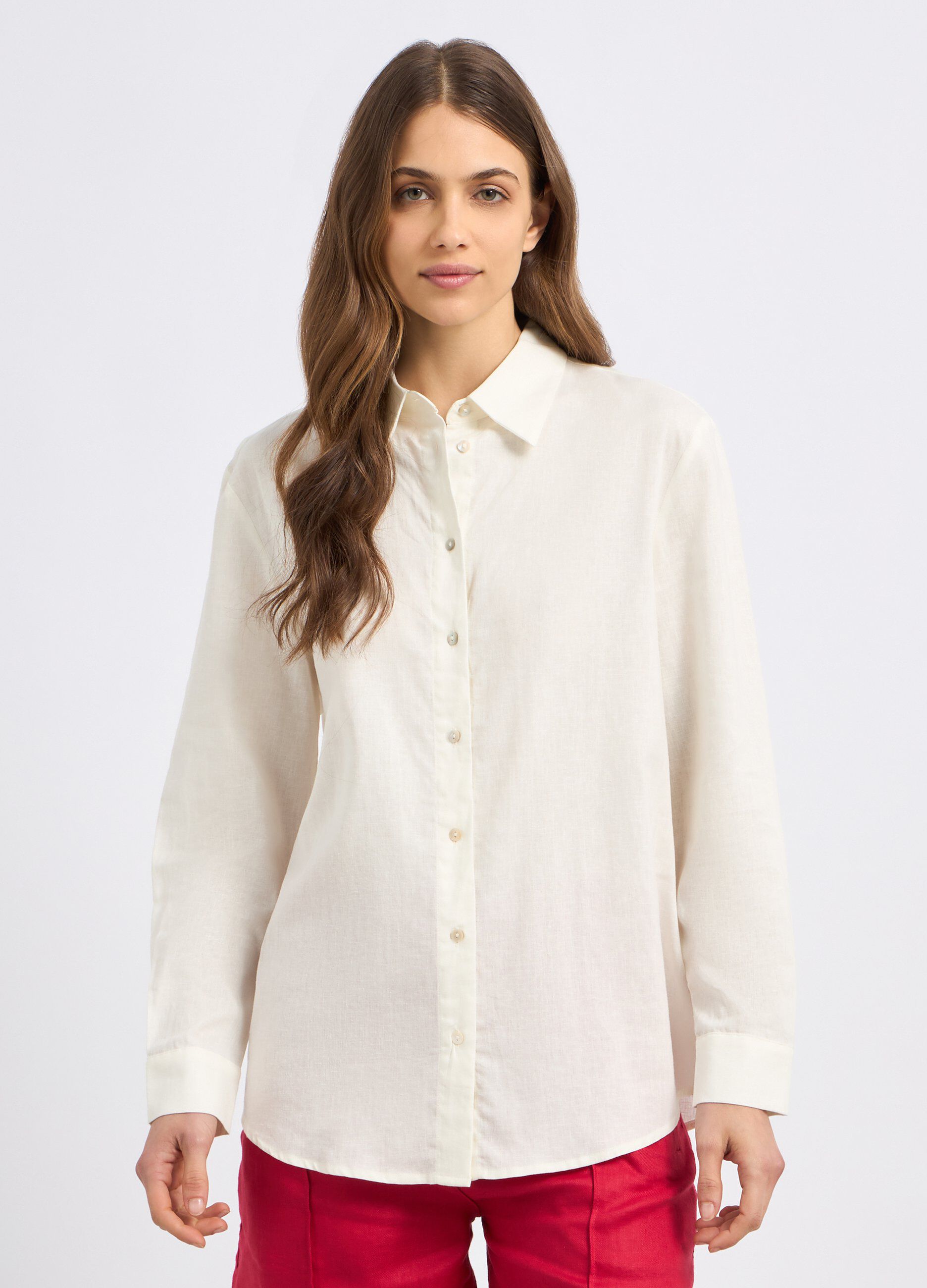 Camicia in misto lino donna_0