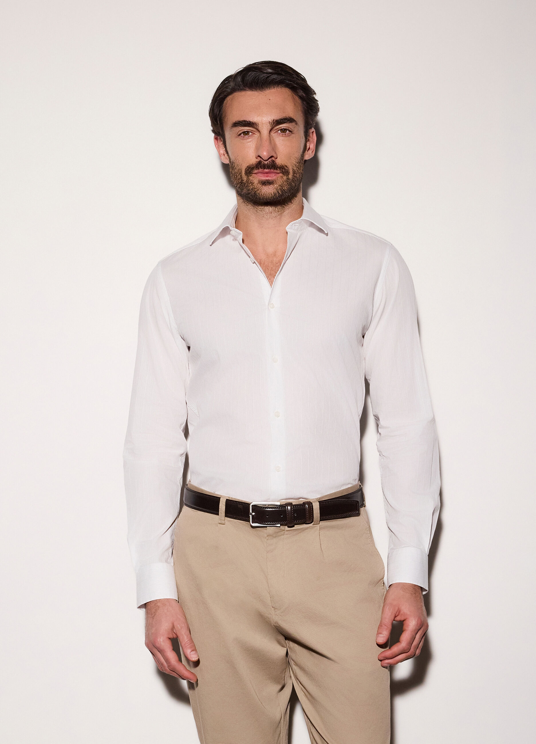 Camicia slim fit in cotone texture uomo_0