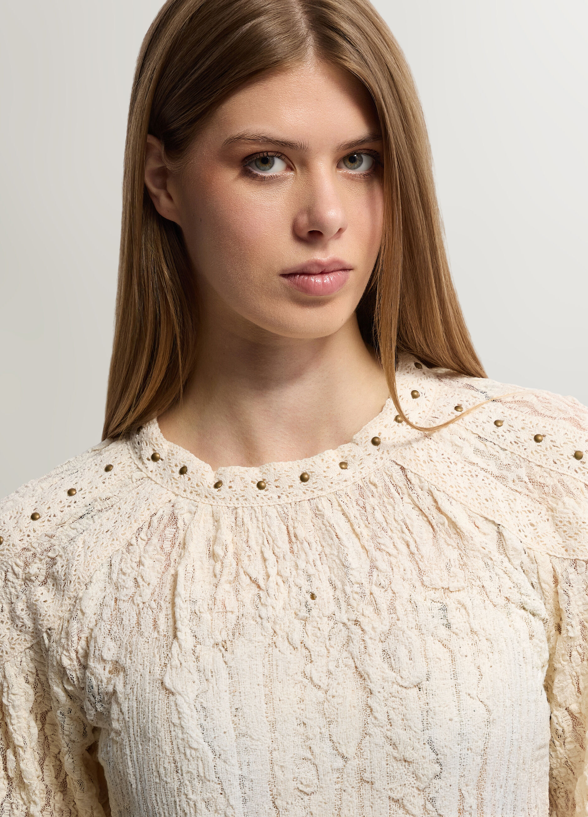 Blusa Fit Regular girocollo in pizzo donna_2