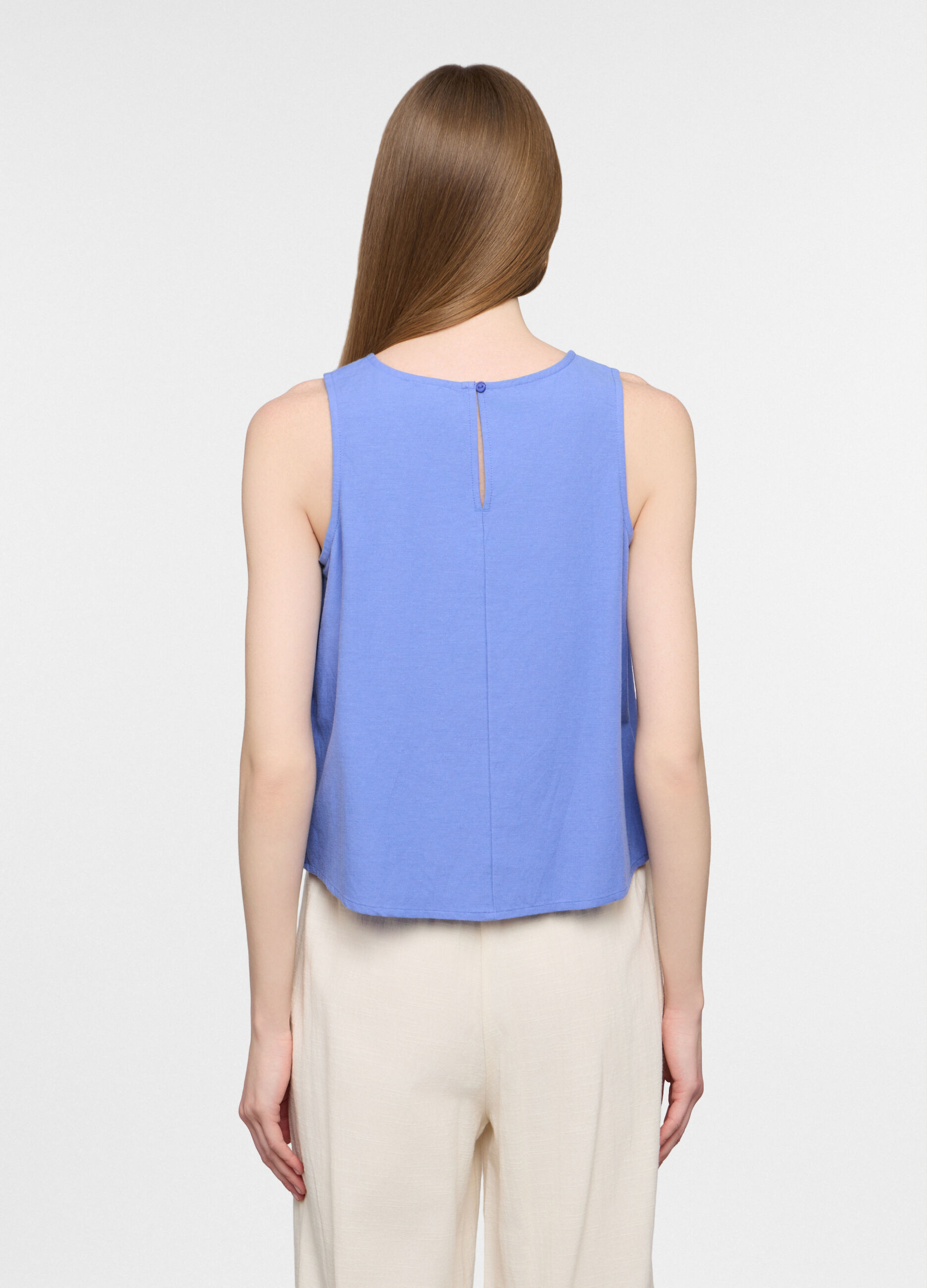 Blusa regular fit girocollo misto cotone donna_1