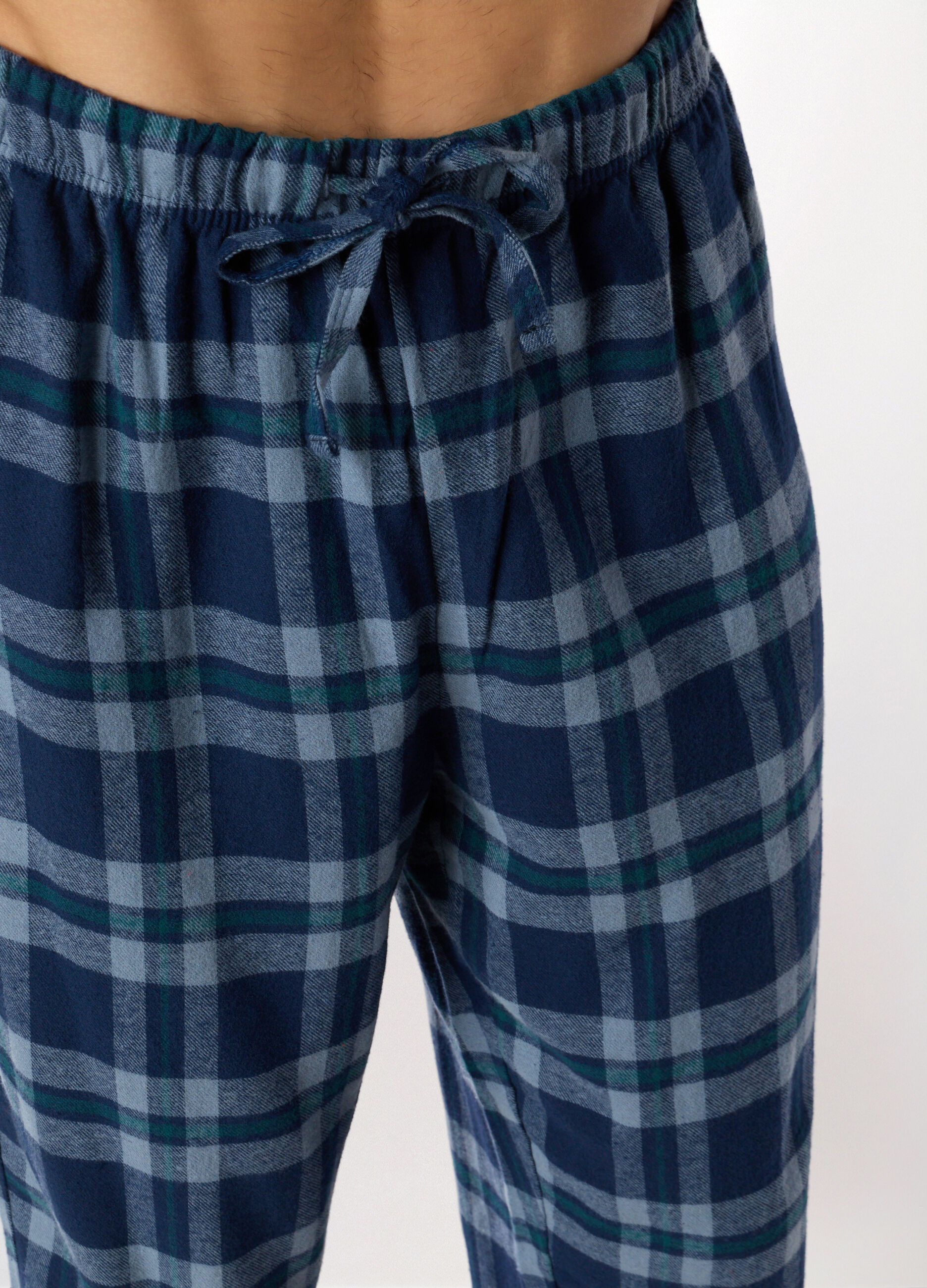 Pantaloni lunghi pigiama in cotone a quadri uomo_2