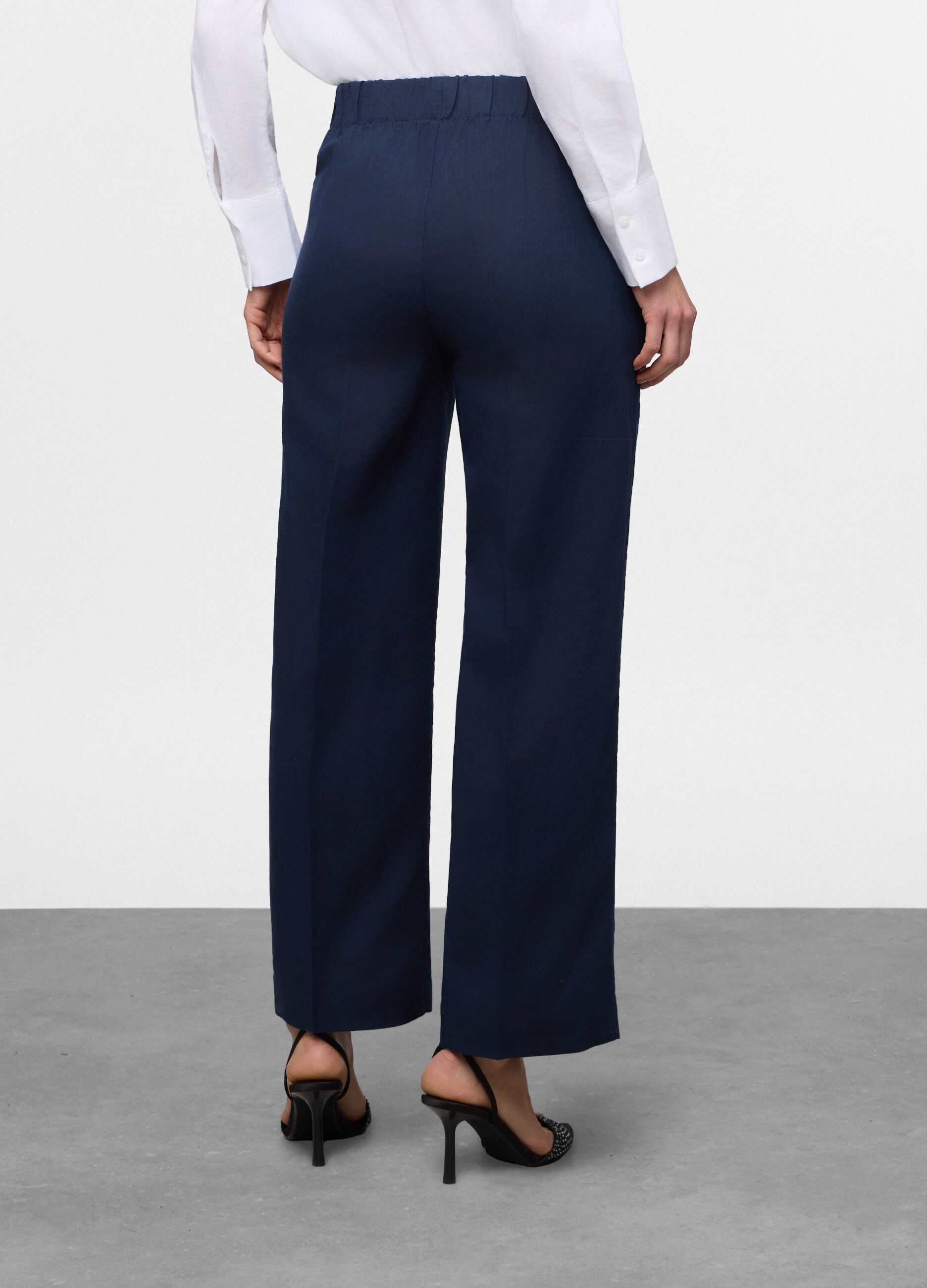 Pantaloni fit regular misto lino donna_1