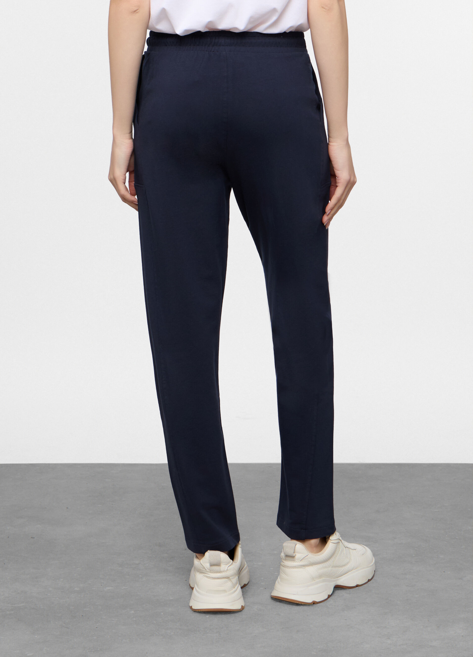 Jogger straight fit in french terry stretch donna_1