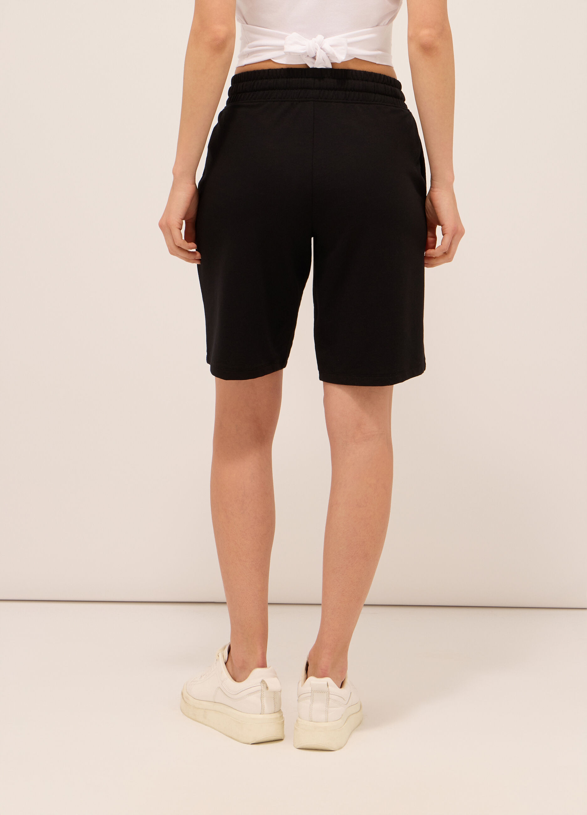 Shorts in french terry di misto cotone donna_1