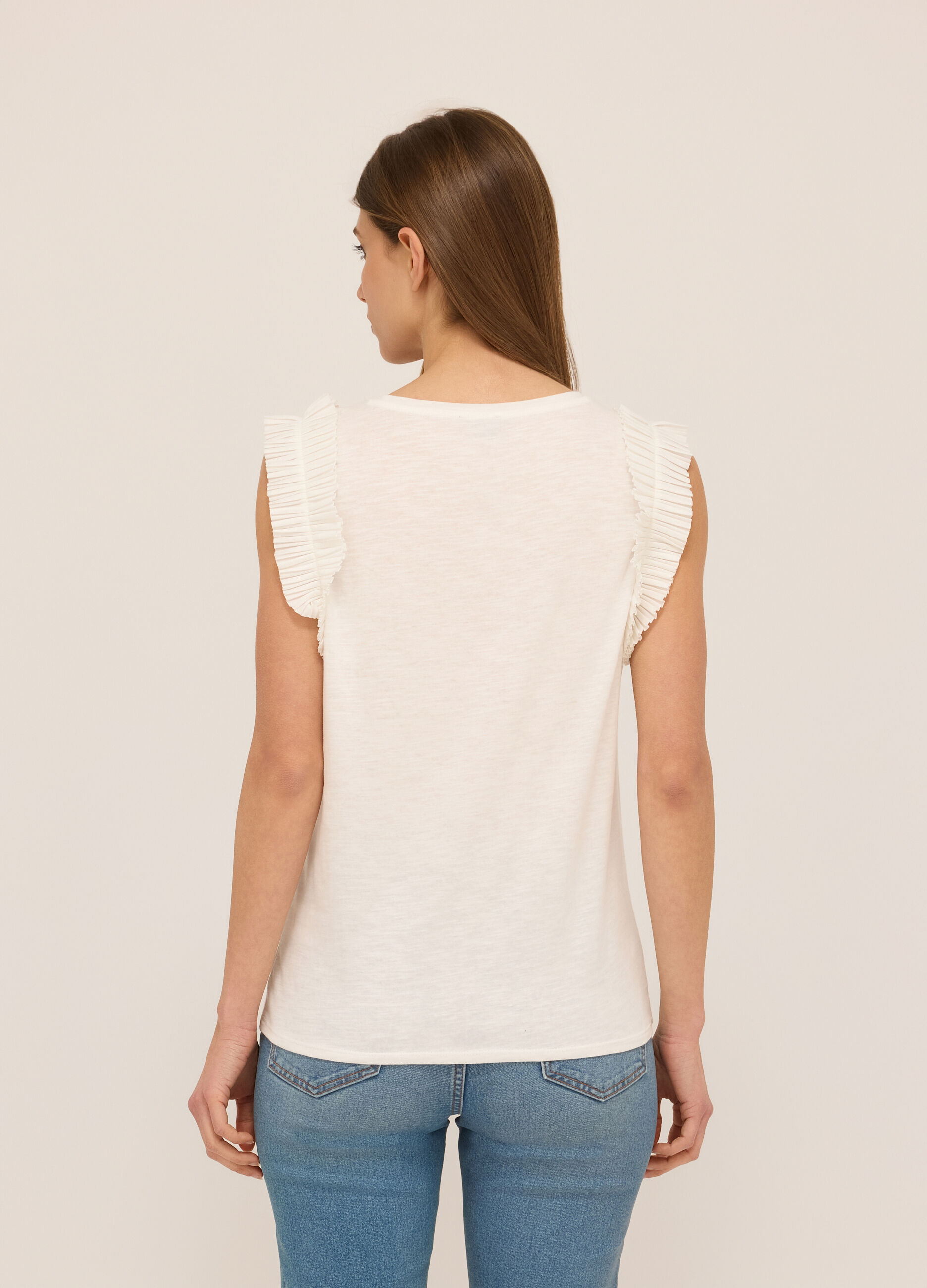 Canotta in jersey di cotone slub donna