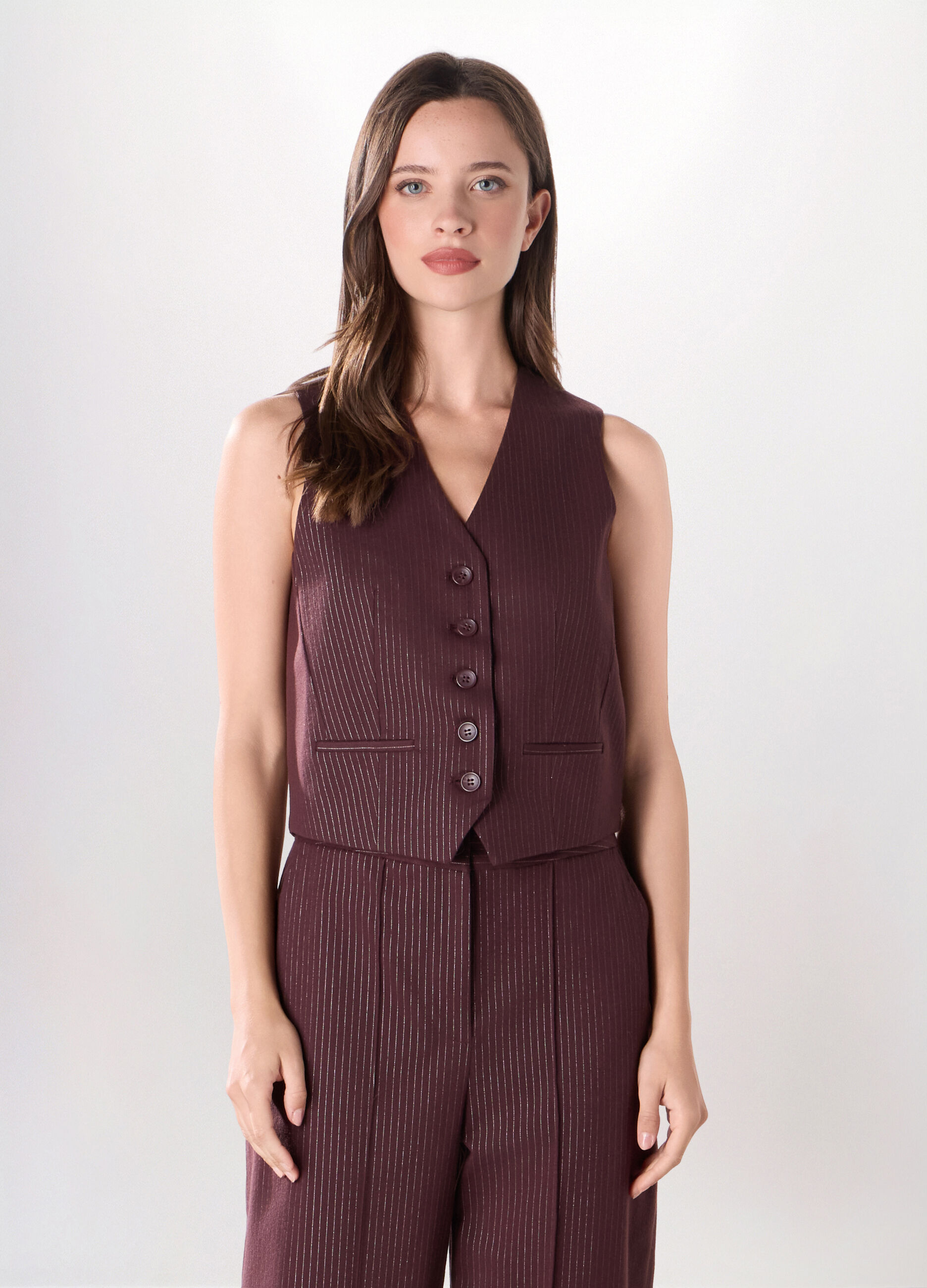 Gilet gessato in poli viscosa donna_0