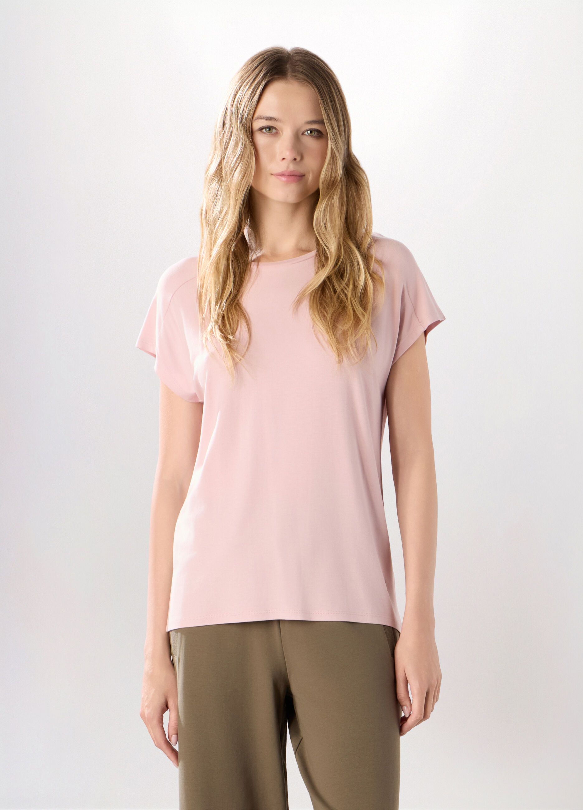 T-shirt in jersey di viscosa stretch donna_0