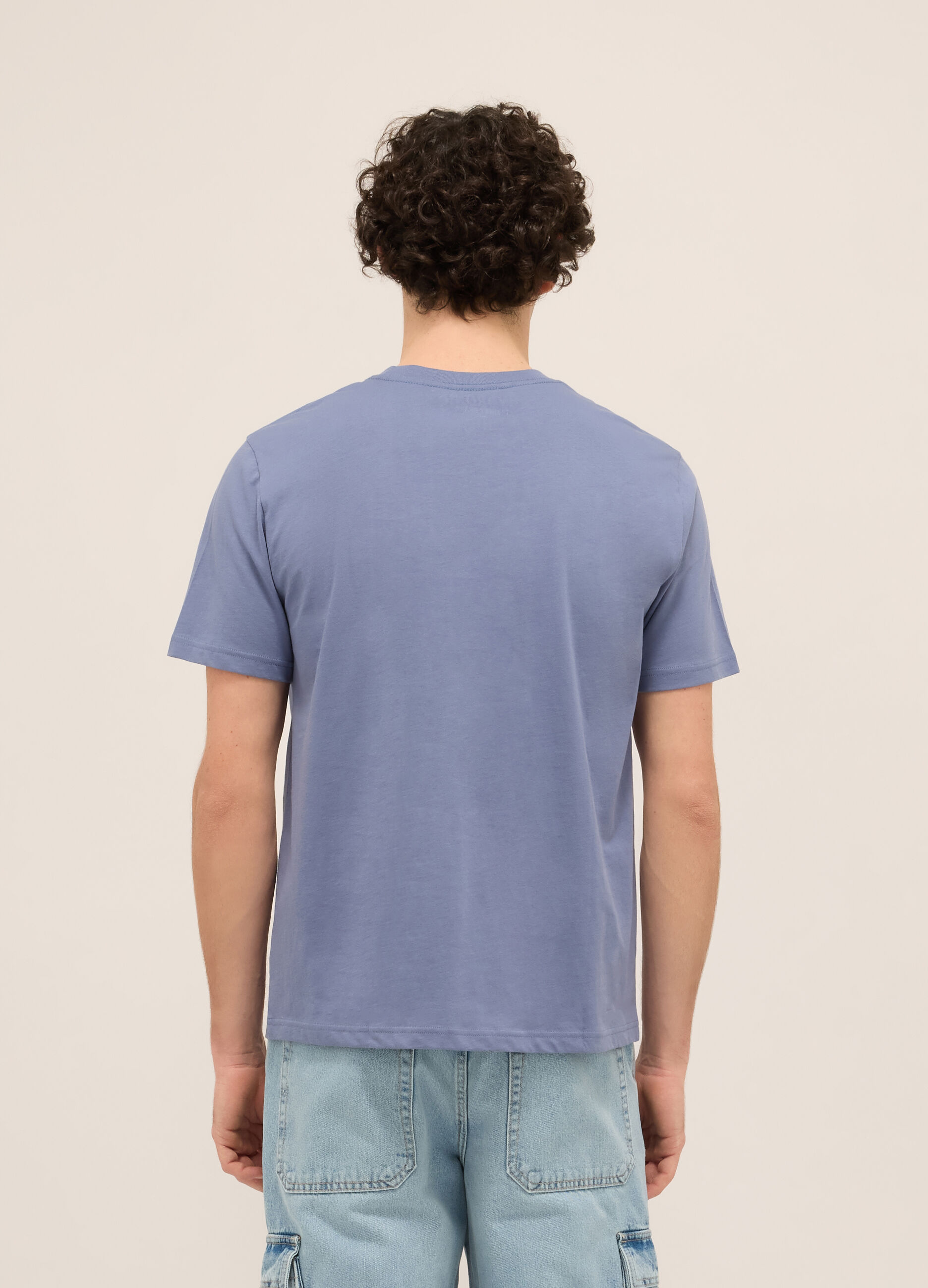 T-shirt girocollo in puro cotone con stampa uomo_1