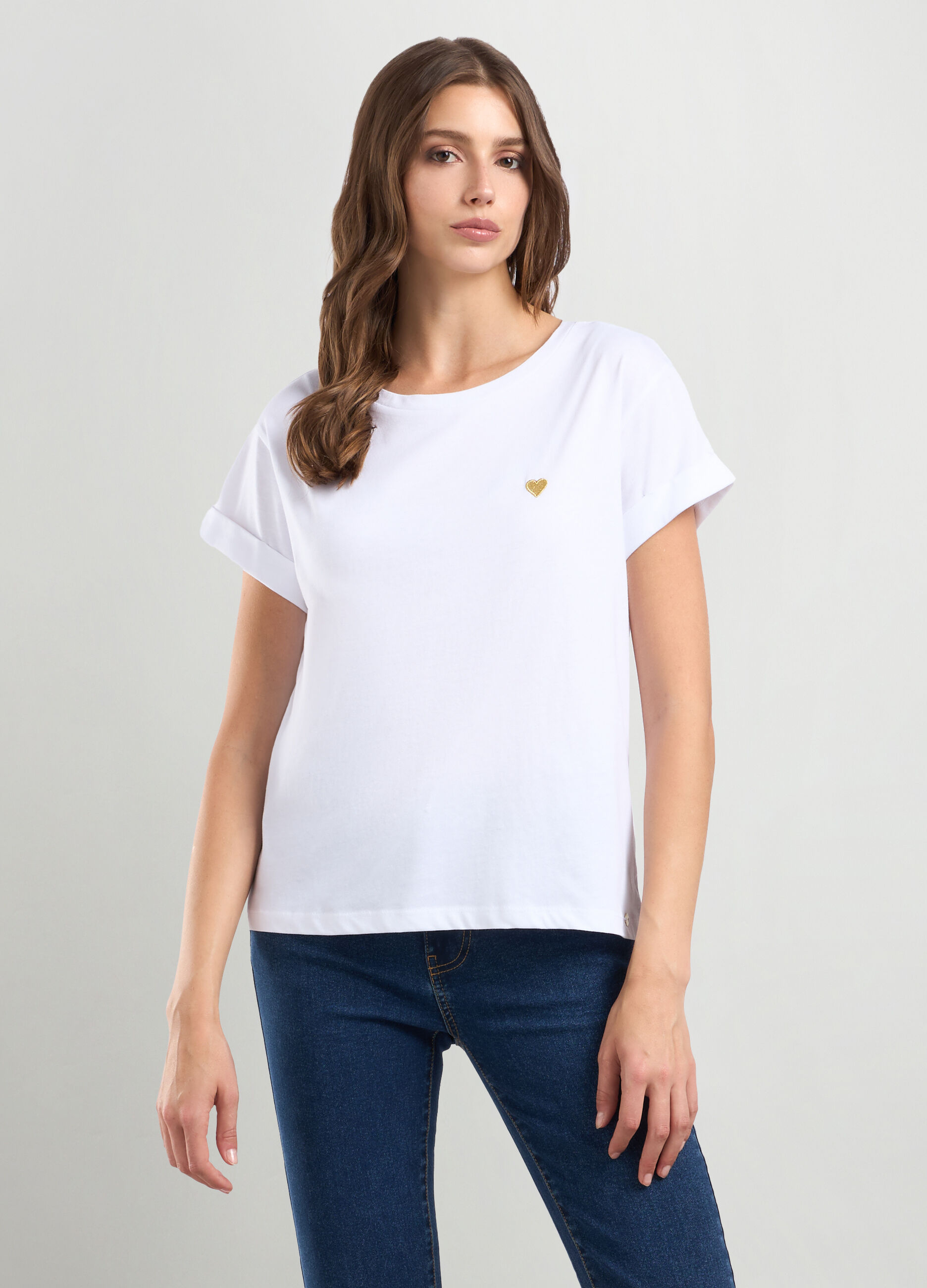 T-shirt in jersey di puro cotone donna_0