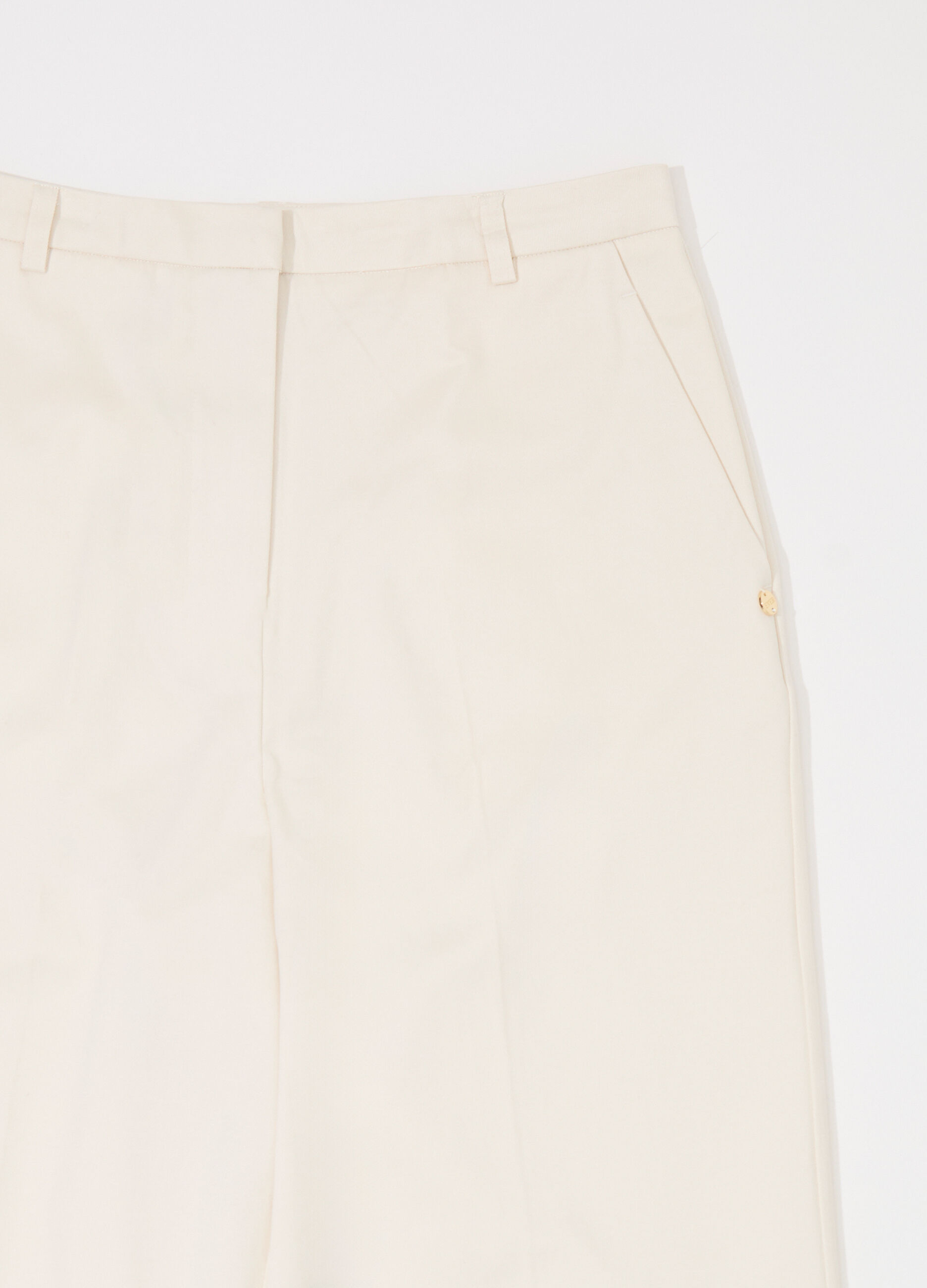 Pantalone palazzo in gabardine di puro cotone donna_6