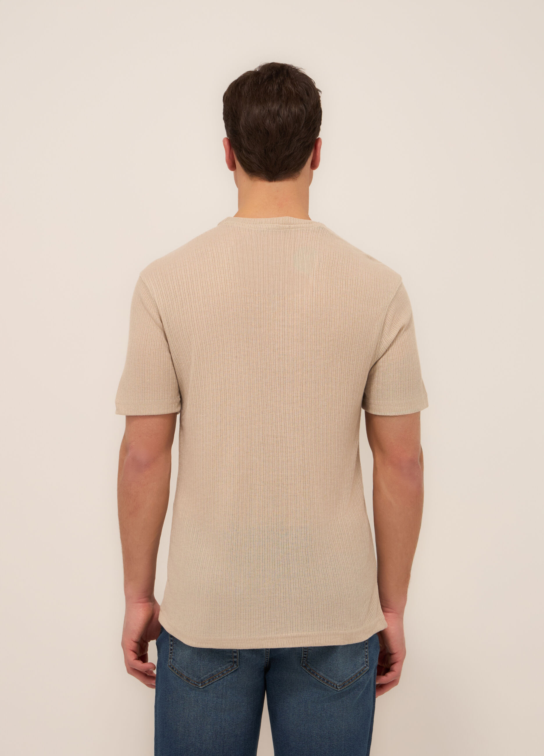 T-shirt girocollo a costine uomo_1