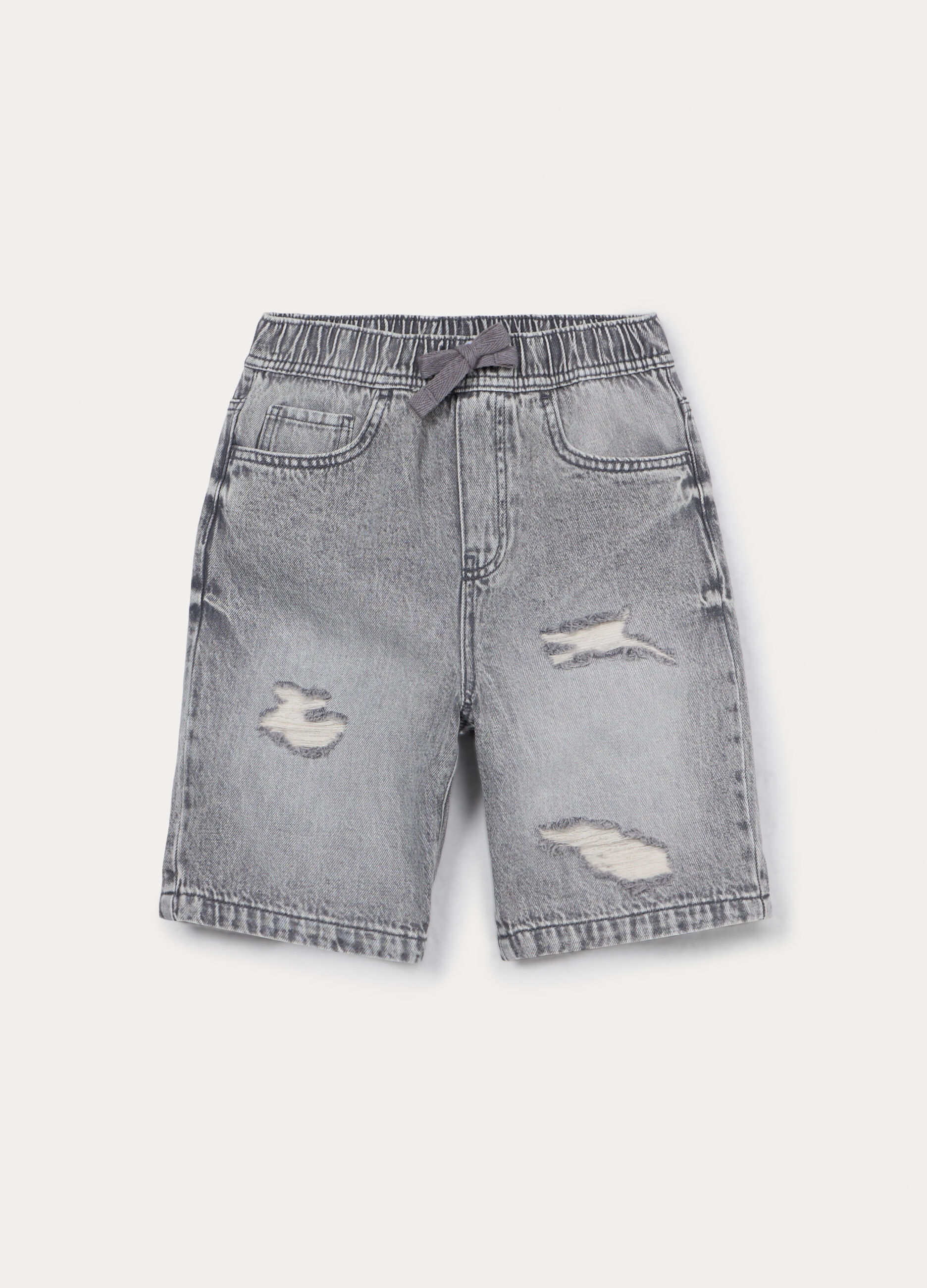 Shorts regular fit in denim ripped ragazzo_0
