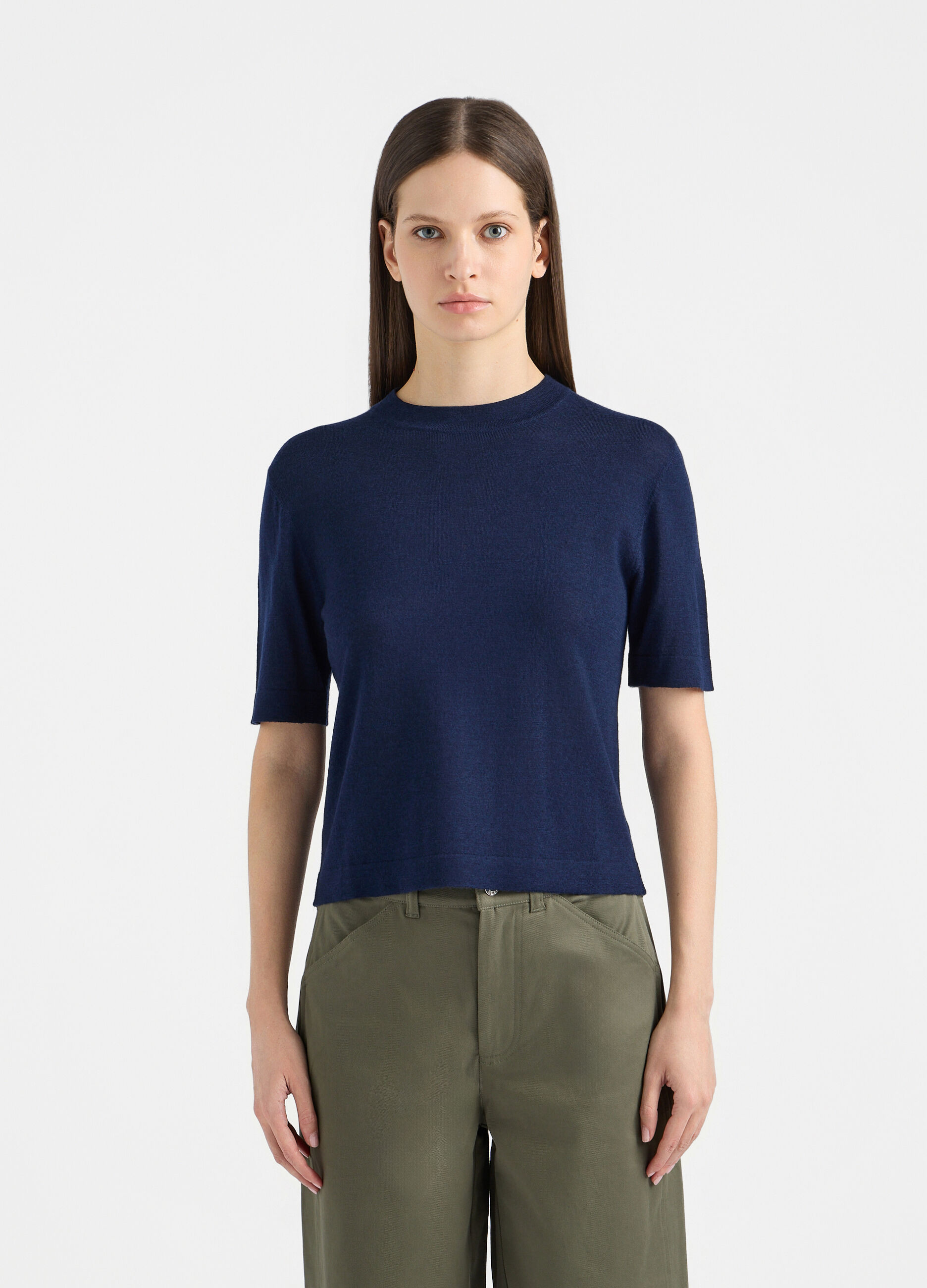 Maglia girocollo rasata donna_1