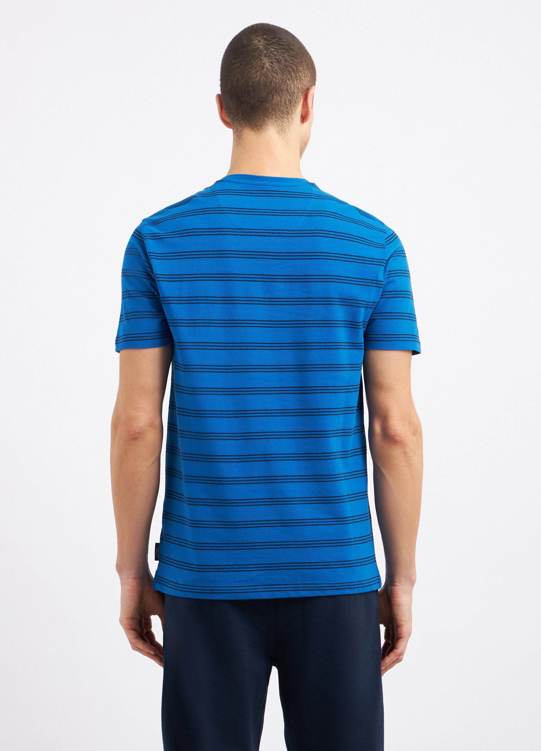 T-shirt rigata in puro cotone piquet uomo_1