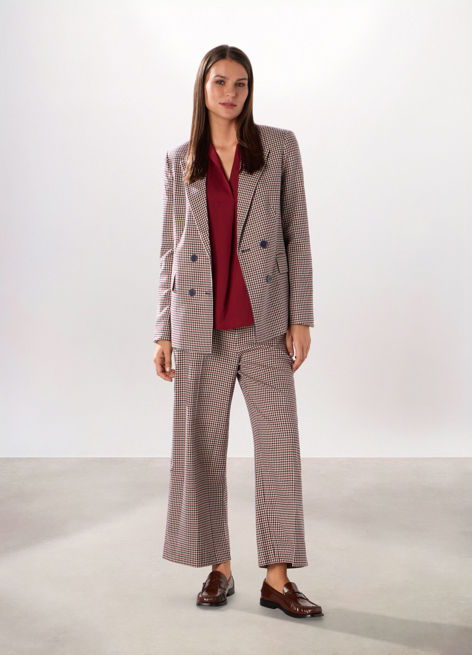 Pantalone a quadri misto viscosa donna_0