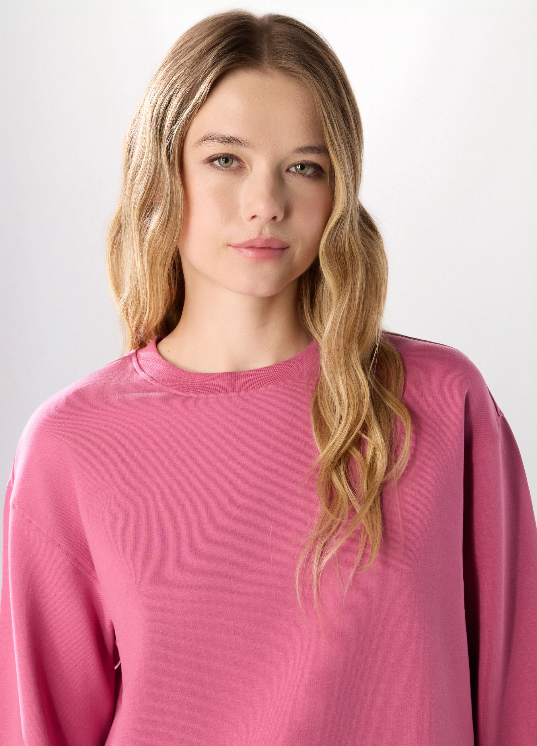 Felpa in french terry di cotone stretch donna_2
