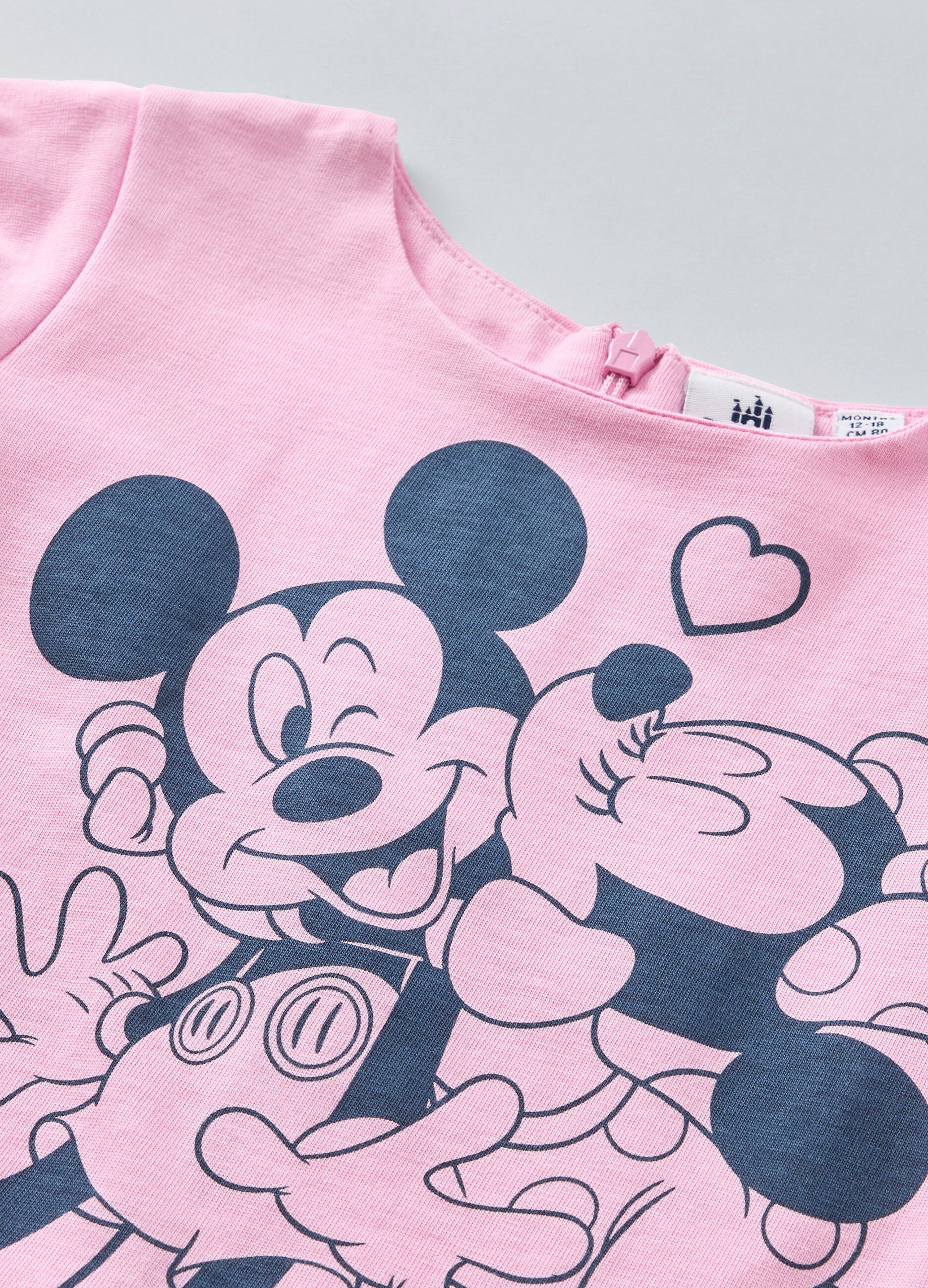 Vestito in puro cotone con stampa Disney neonata