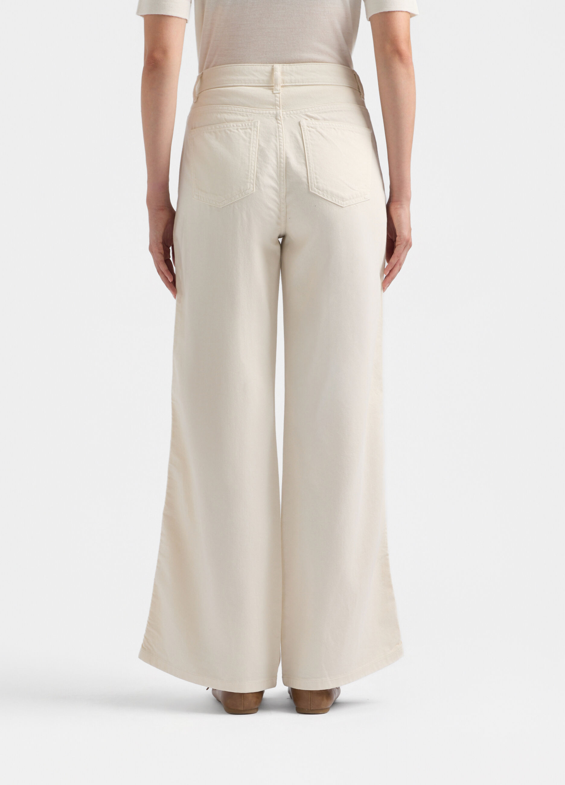 Pantaloni Wide Leg in denim misto cotone donna_2