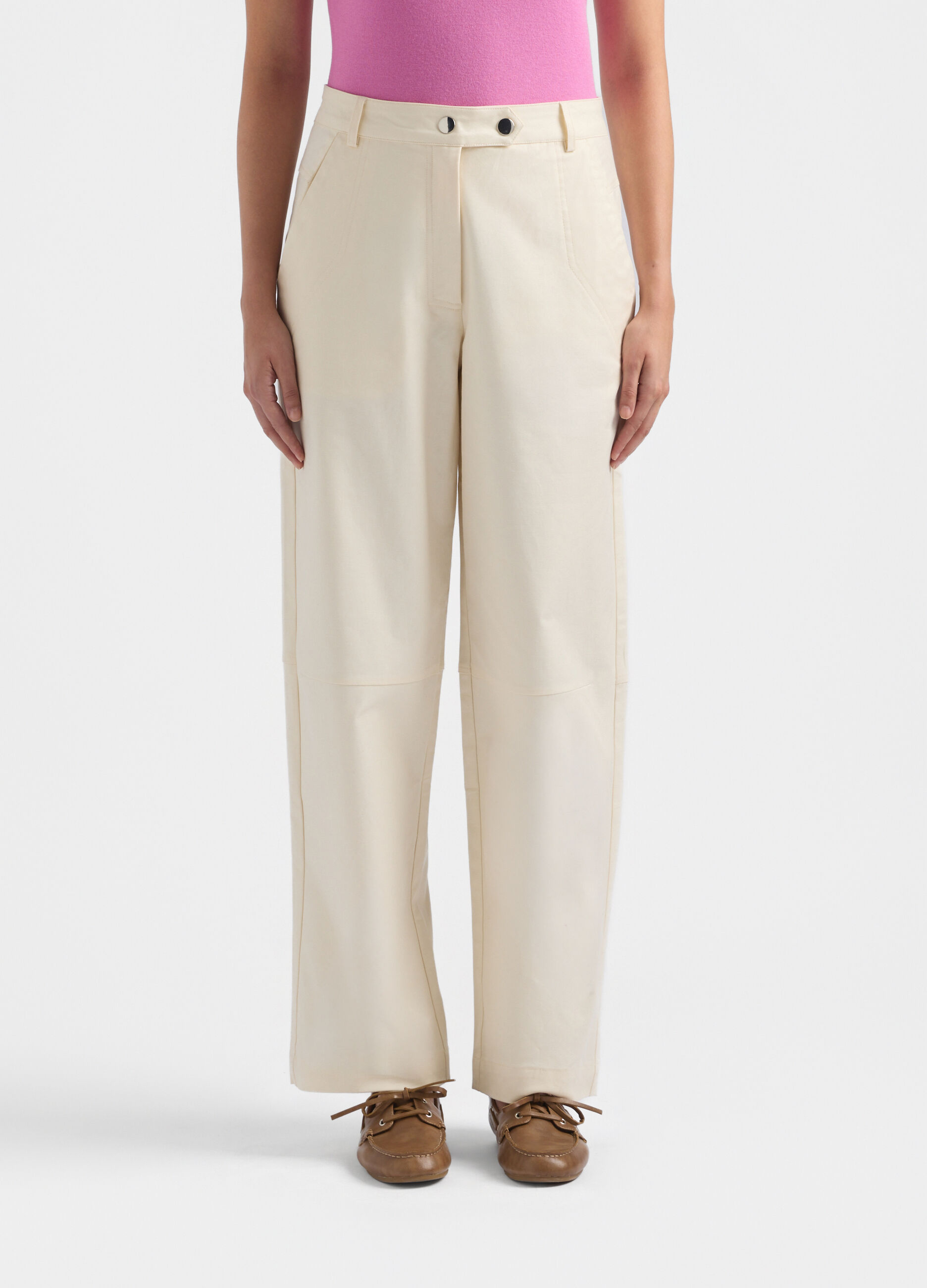 Pantaloni Fit Regular in Twill di cotone stretch donna_1