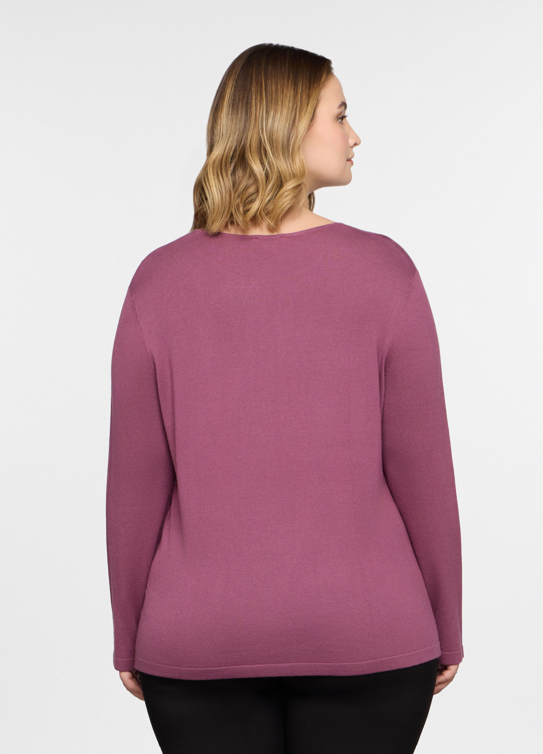 Maglia girocollo in costina donna curvy_1