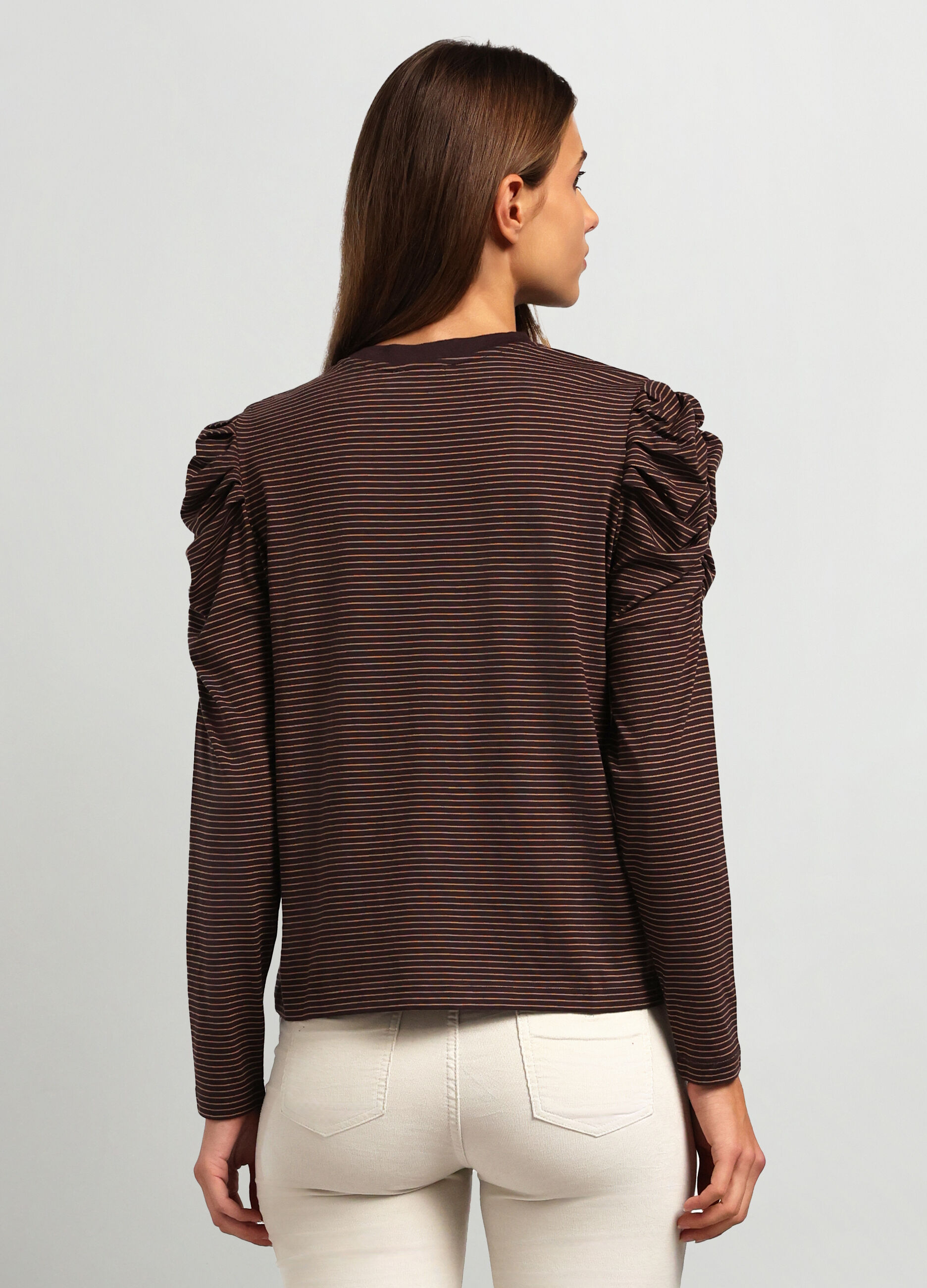 T-shirt a righe misto viscosa donna_1