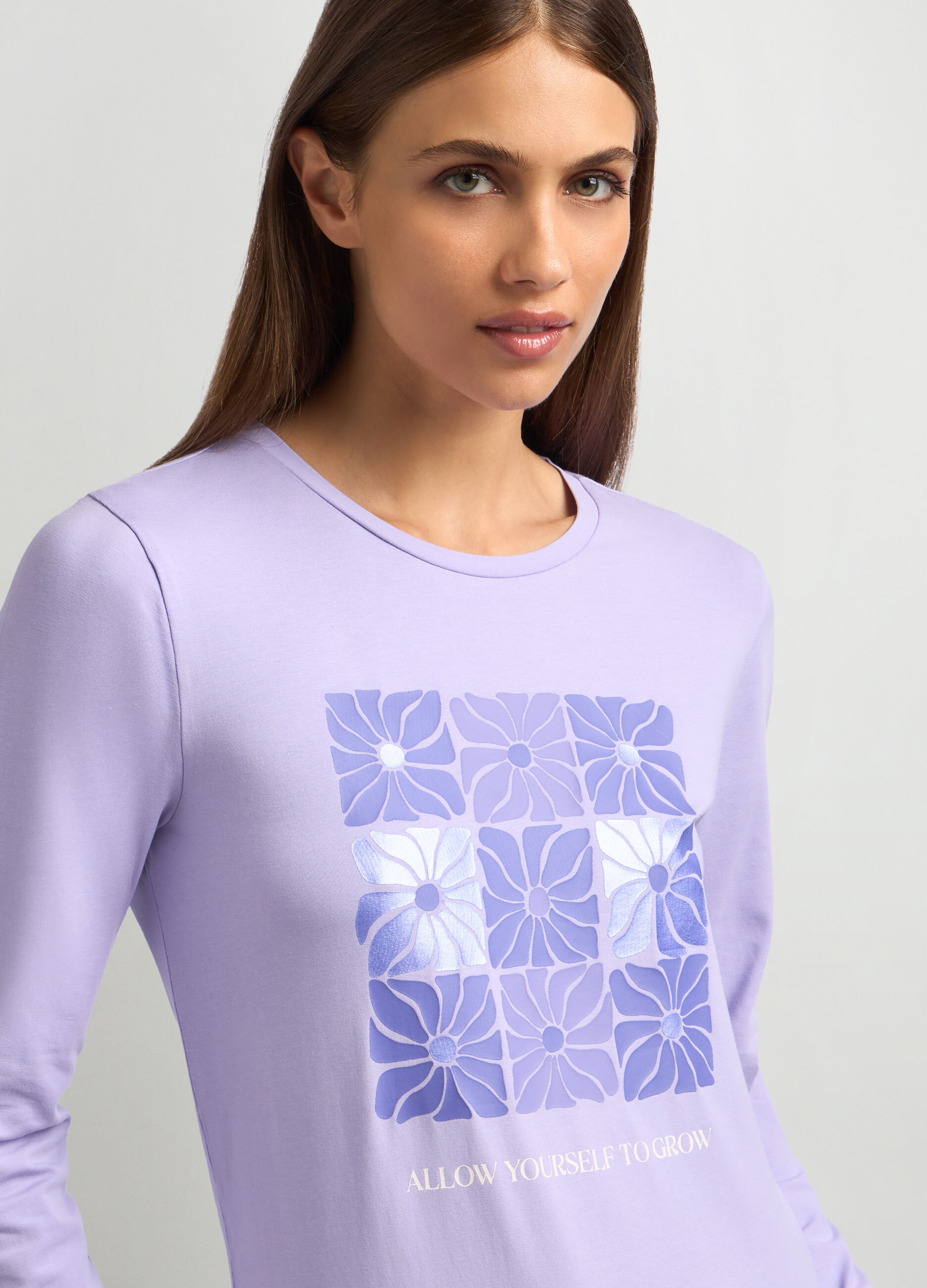 T-shirt in jersey di cotone stretch donna_2