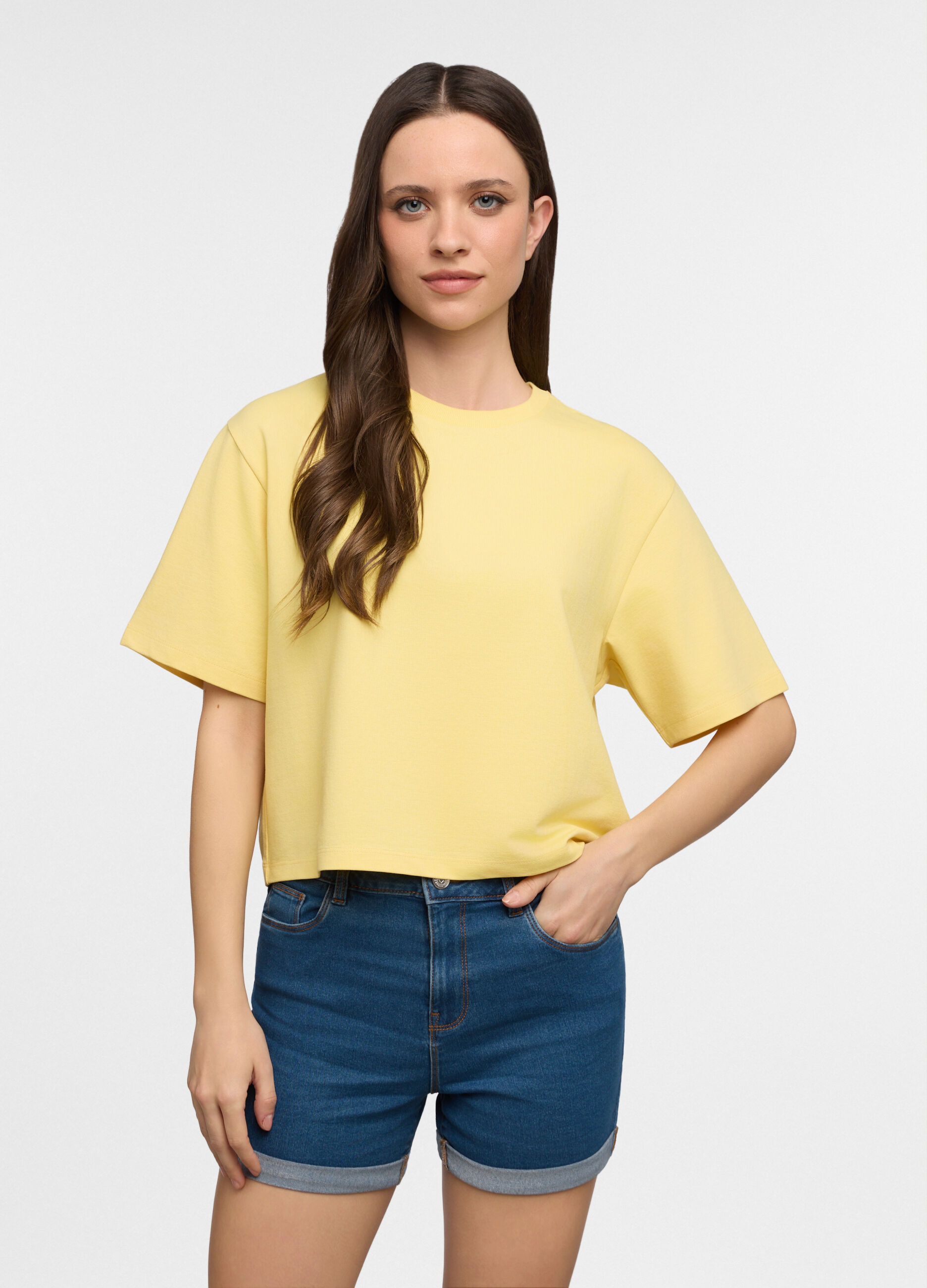 T-shirt girocollo box fit stretch donna_0