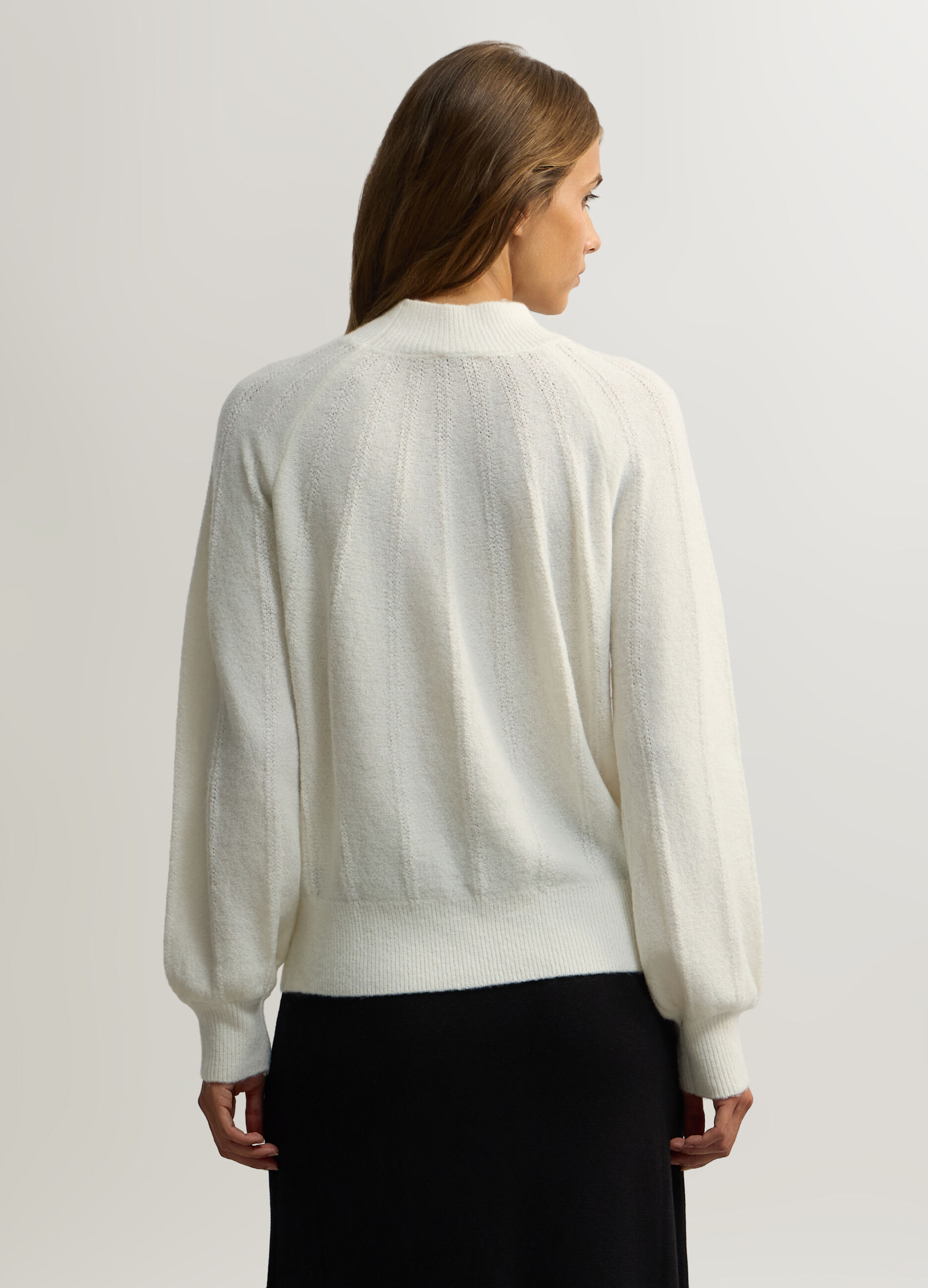 Pullover a collo alto jaquard stretch donna_1