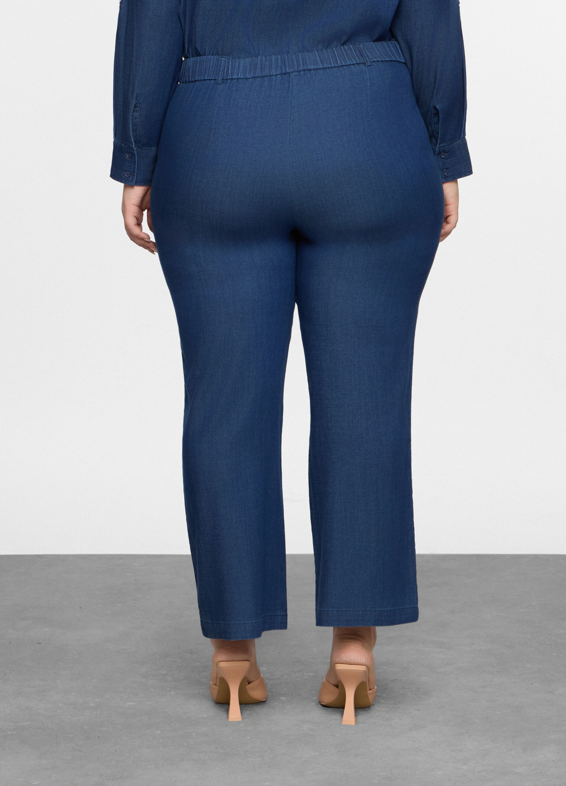 Pantaloni confort fit in denim misto lyocell donna curvy_1