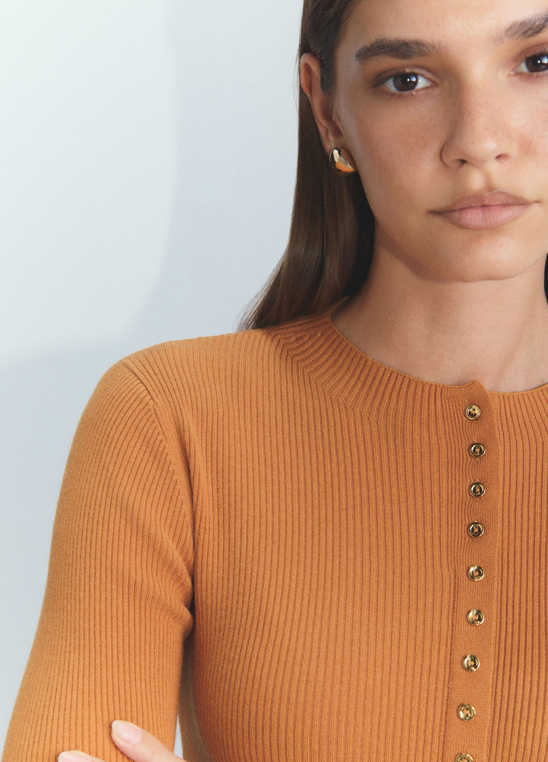 Cardigan girocollo Fitted in costina donna_4