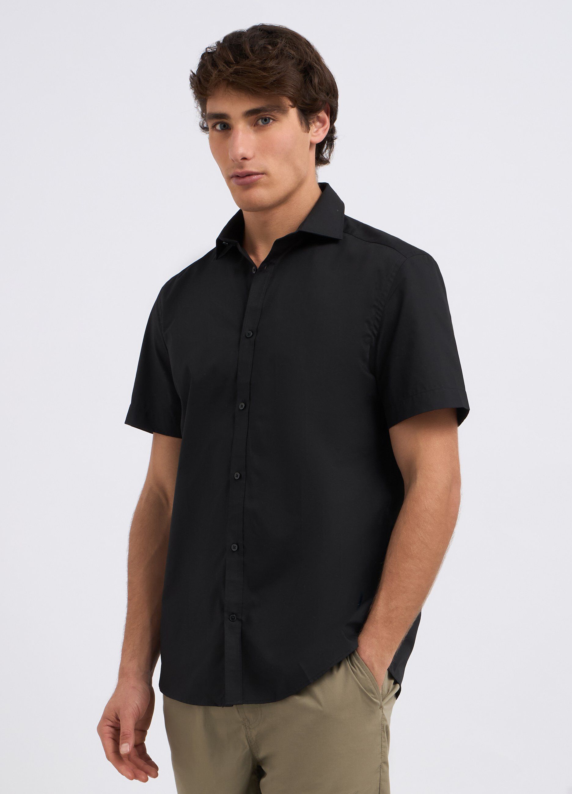 Camicia a maniche corte in misto cotone uomo_0