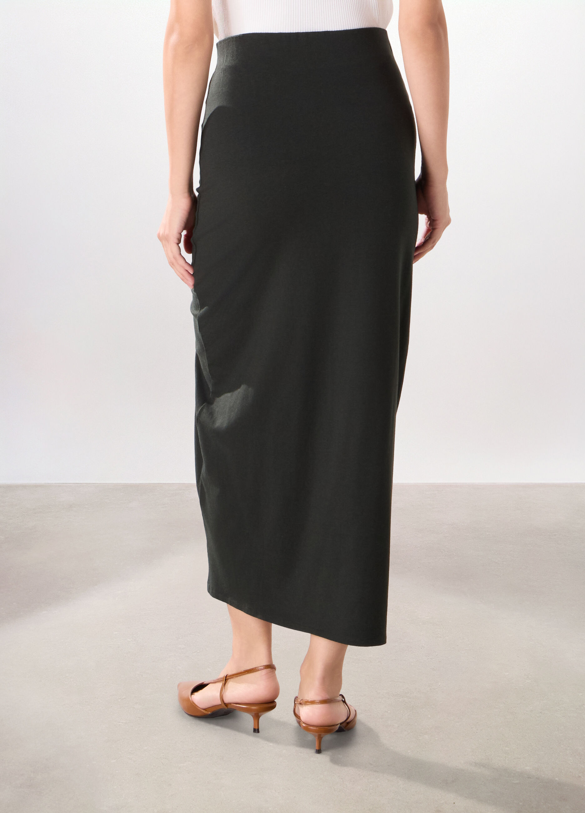 Gonna lunga in jersey di misto cotone stretch donna_1