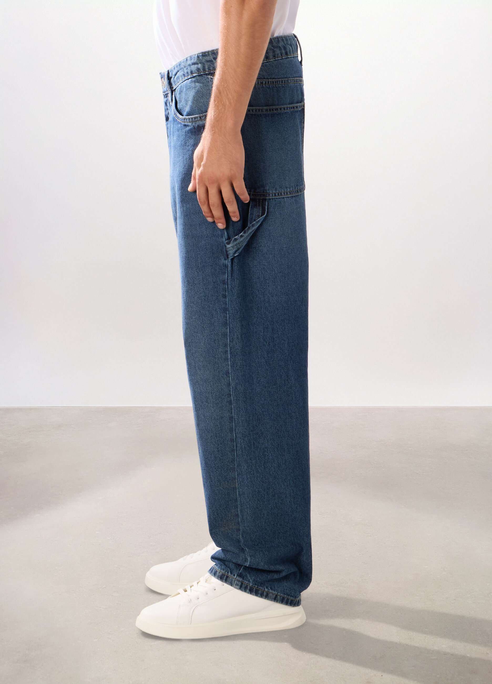 Jeans 5 tasche baggy in cotone uomo_1