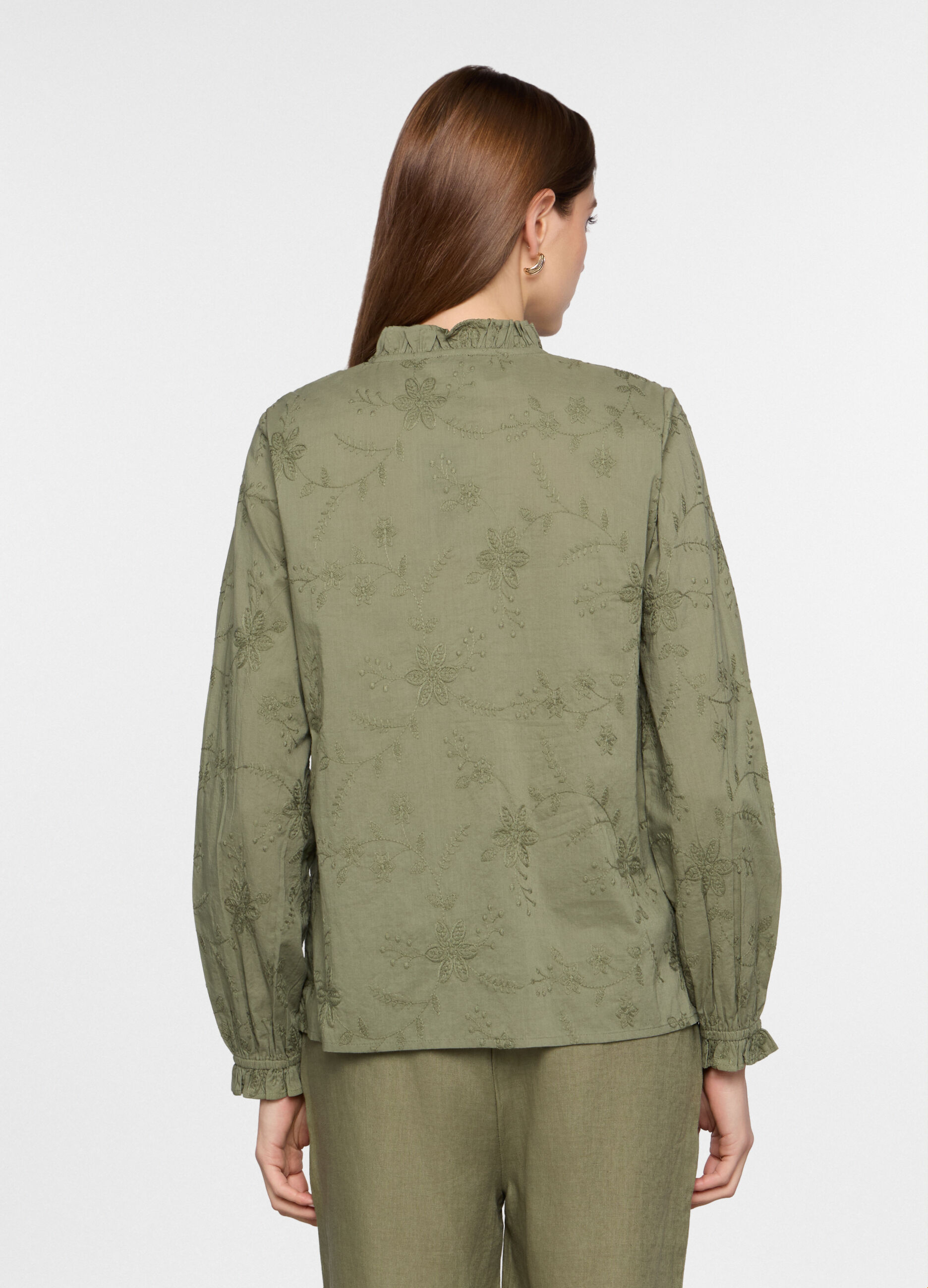 Blusa regular fit con scollo a goccia in puro cotone donna_1