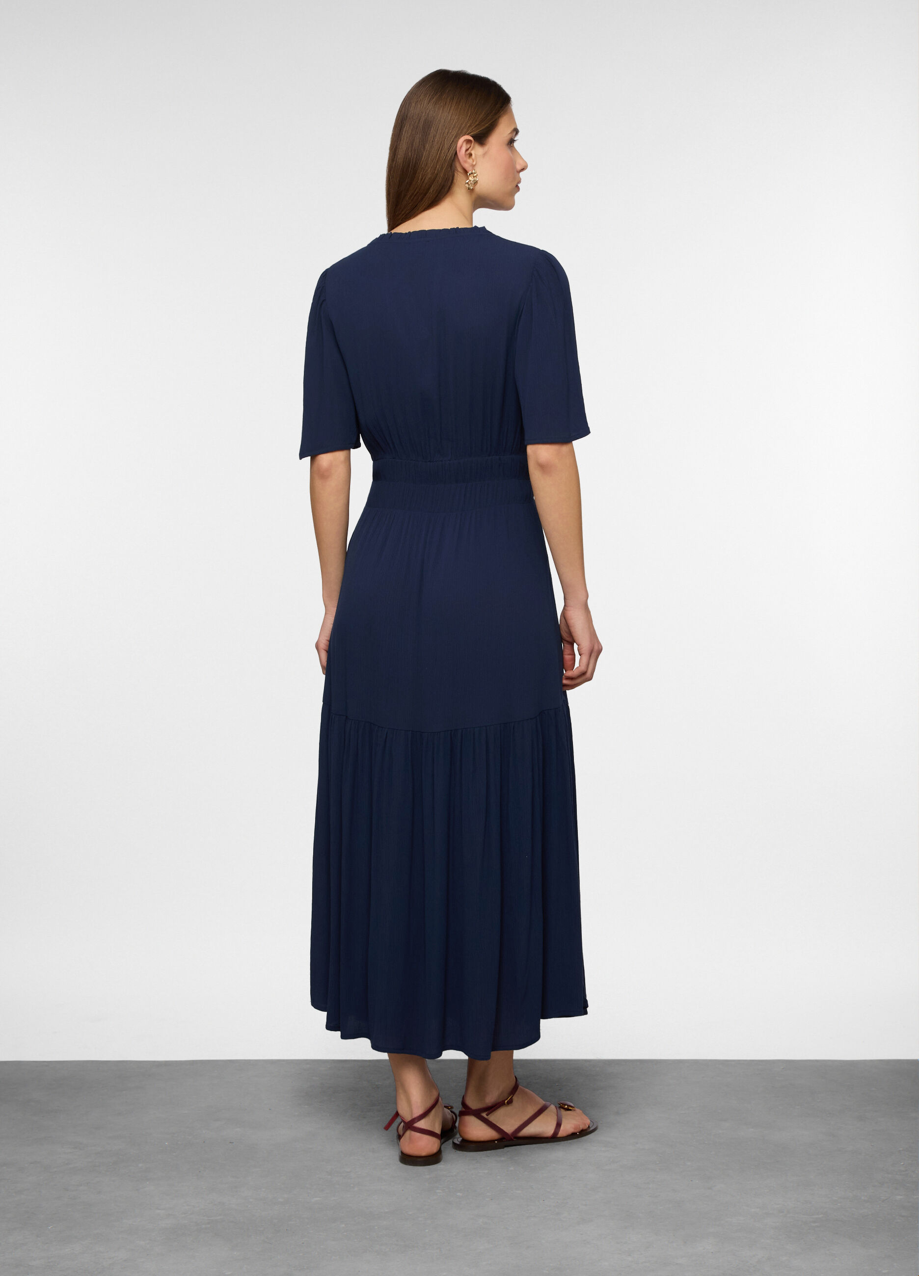 Vestito lungo crinkle donna _1