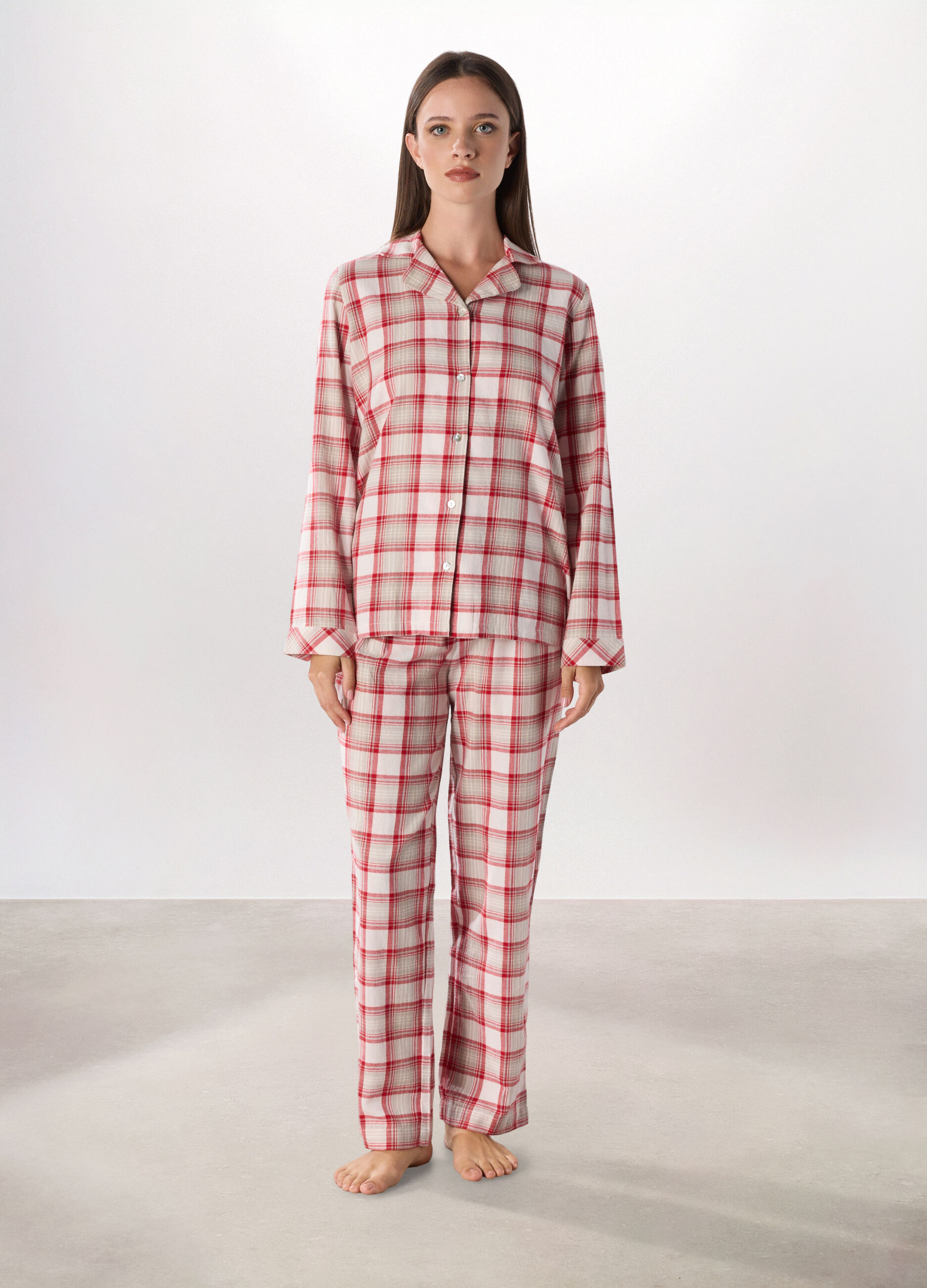 Set pigiama in flanella di puro cotone donna_0