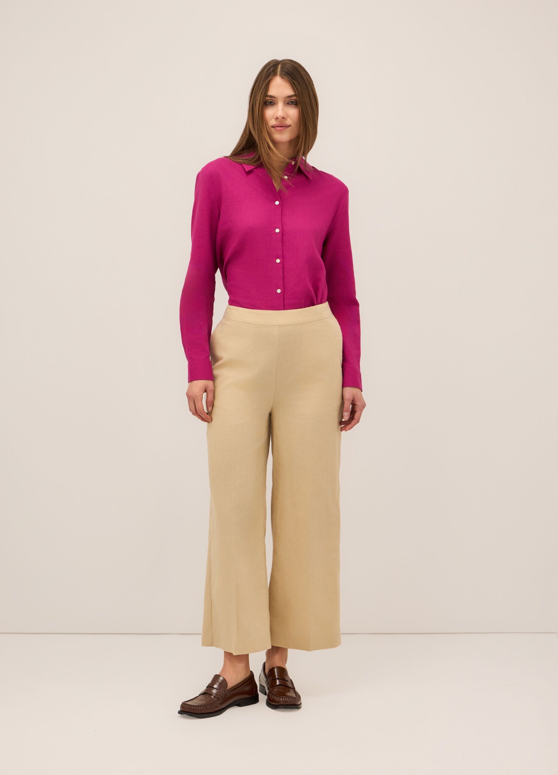 Pantaloni palazzo misto lino donna_0