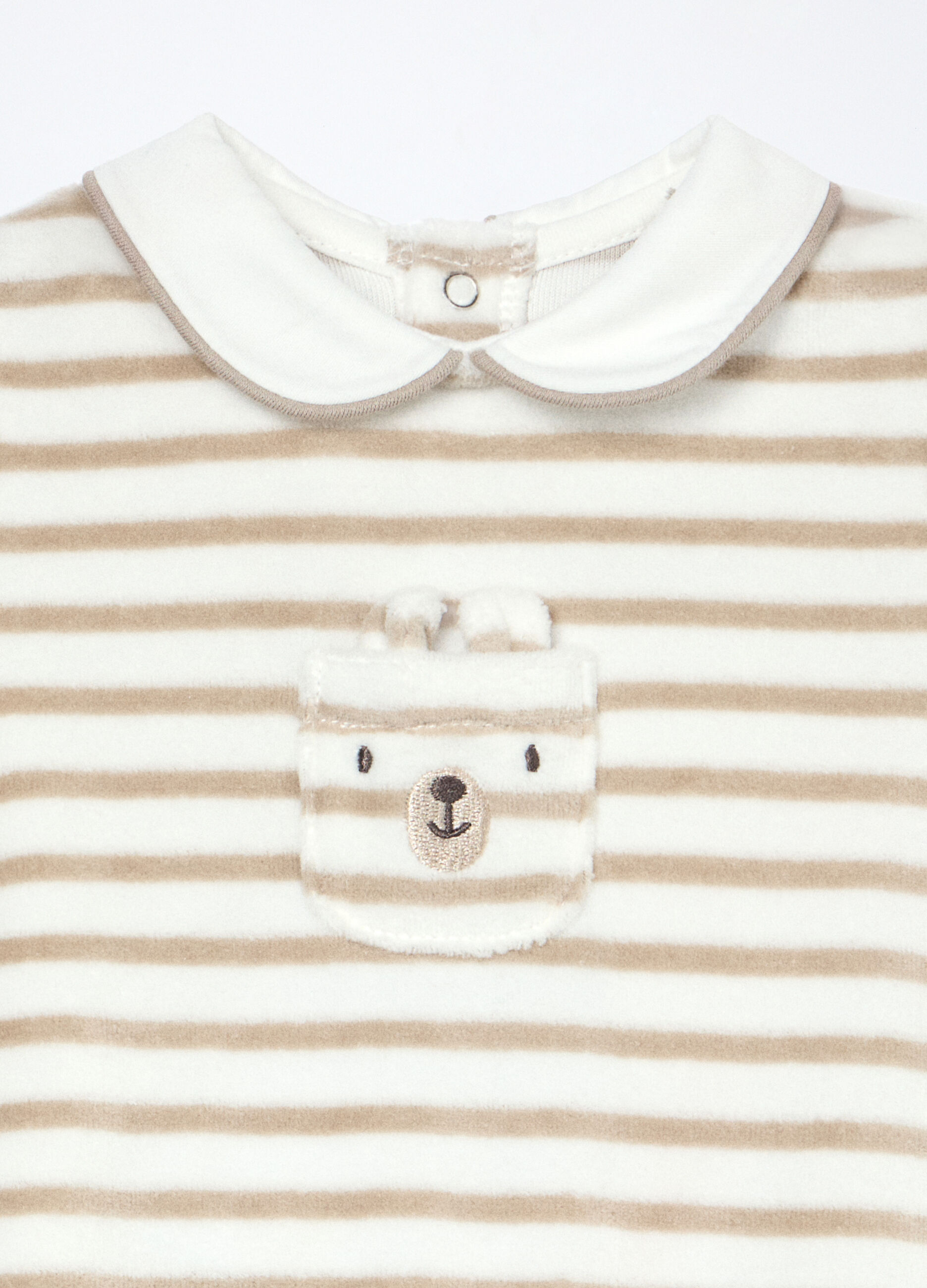 Tutina misto cotone velours a righe neonato_2