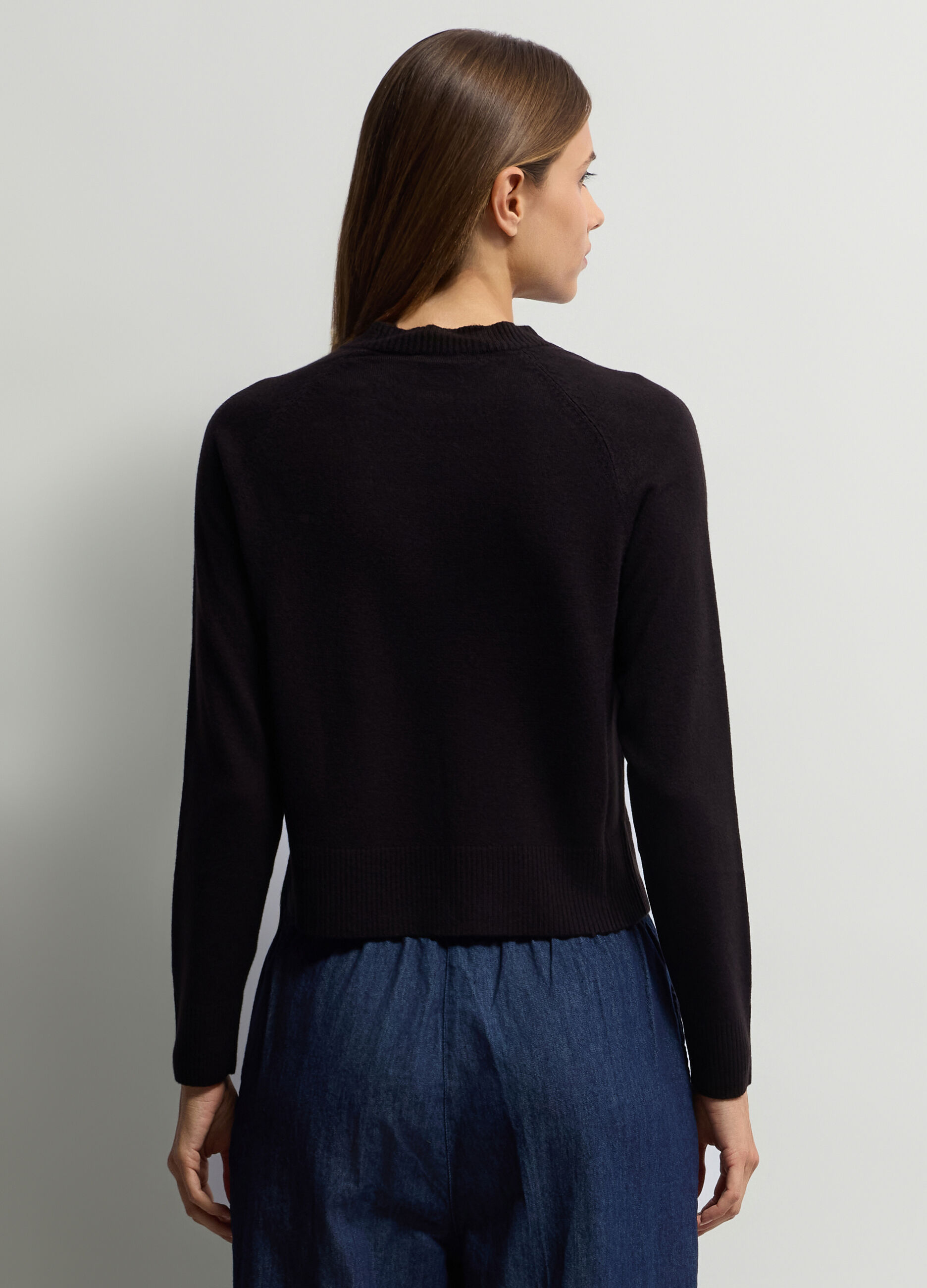 Pullover girocollo in maglia rasata donna_1