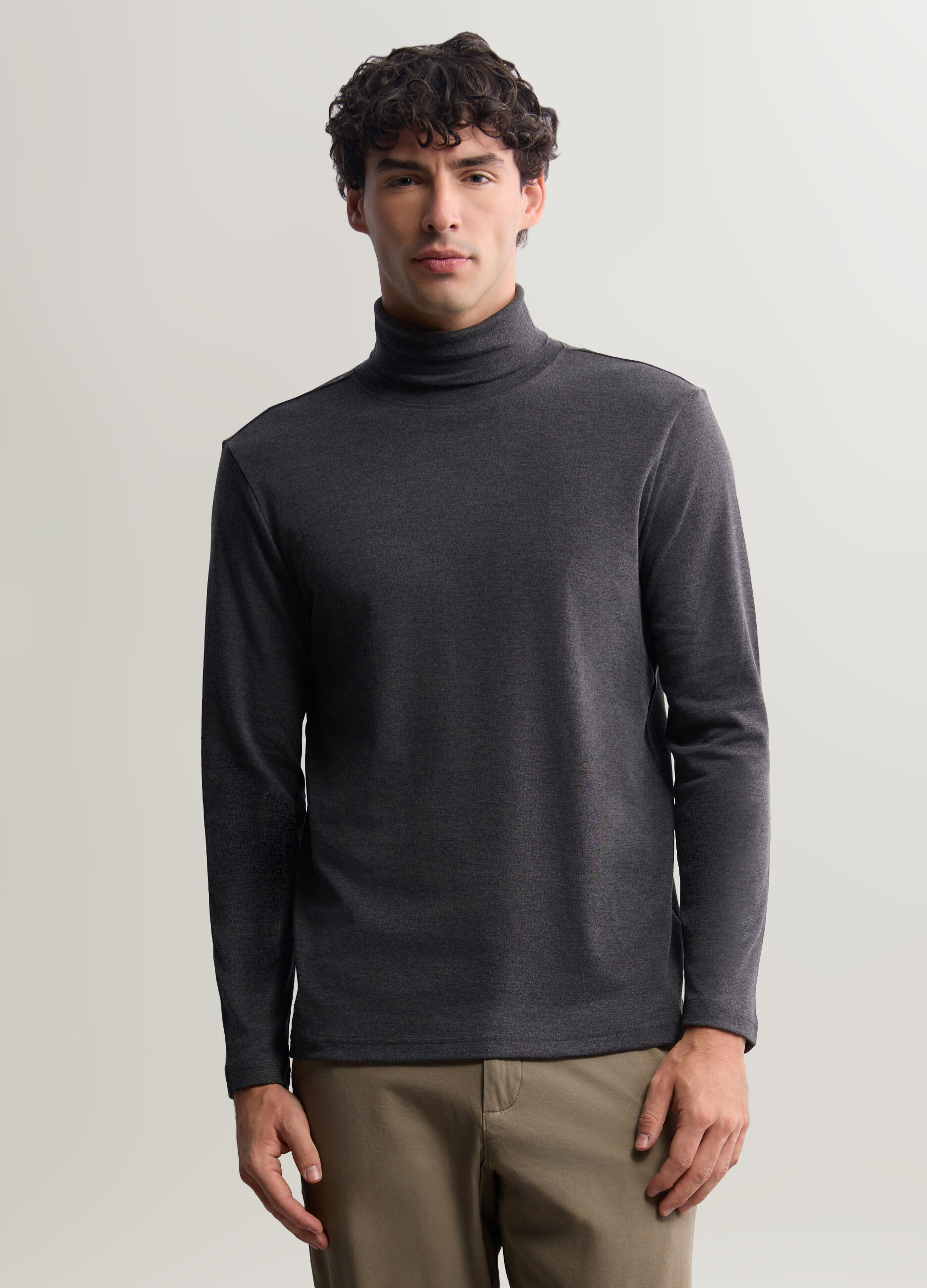 Maglia dolcevita in interlock di cotone uomo_0