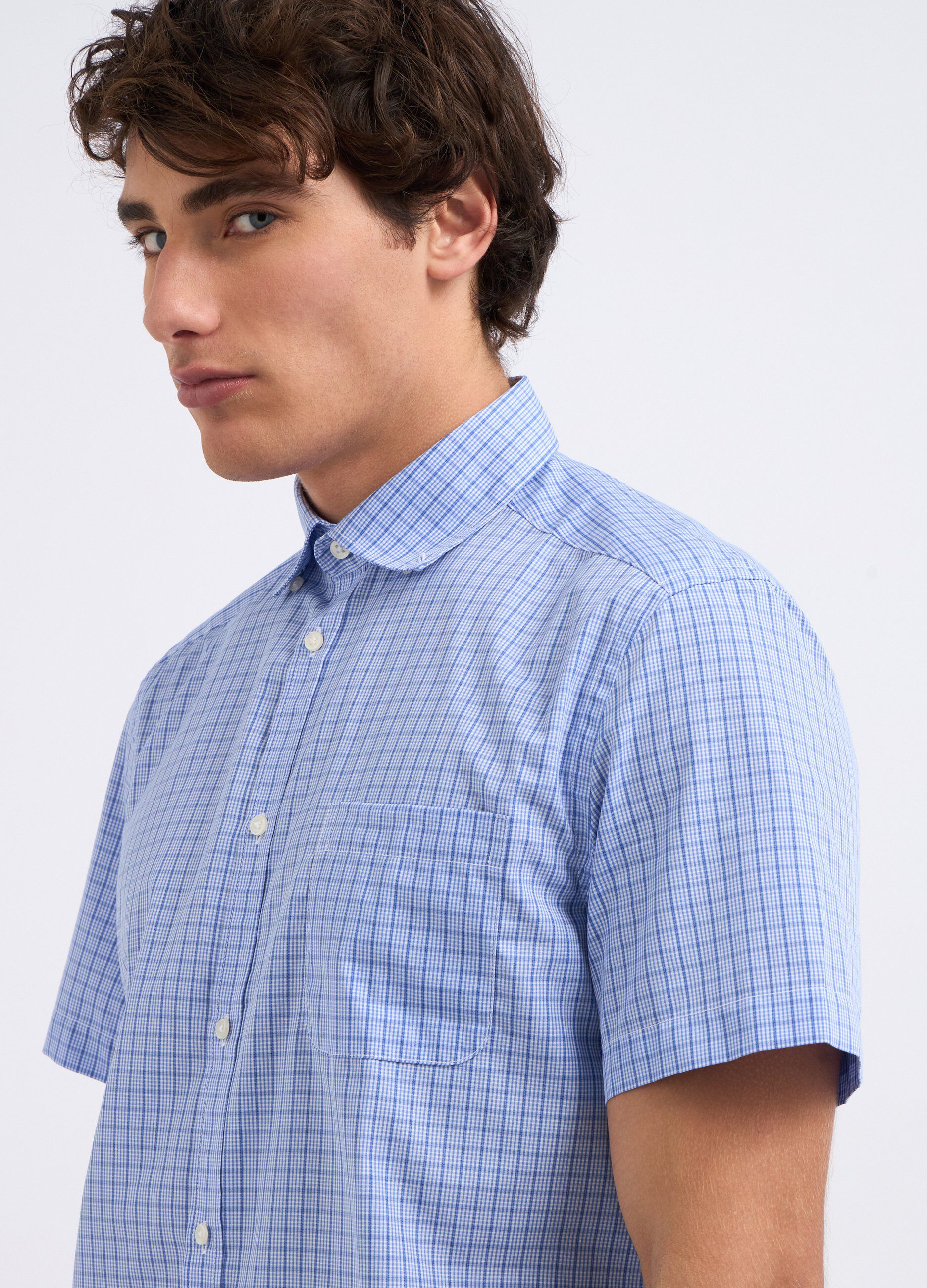 Camicia a quadri in misto cotone uomo_2