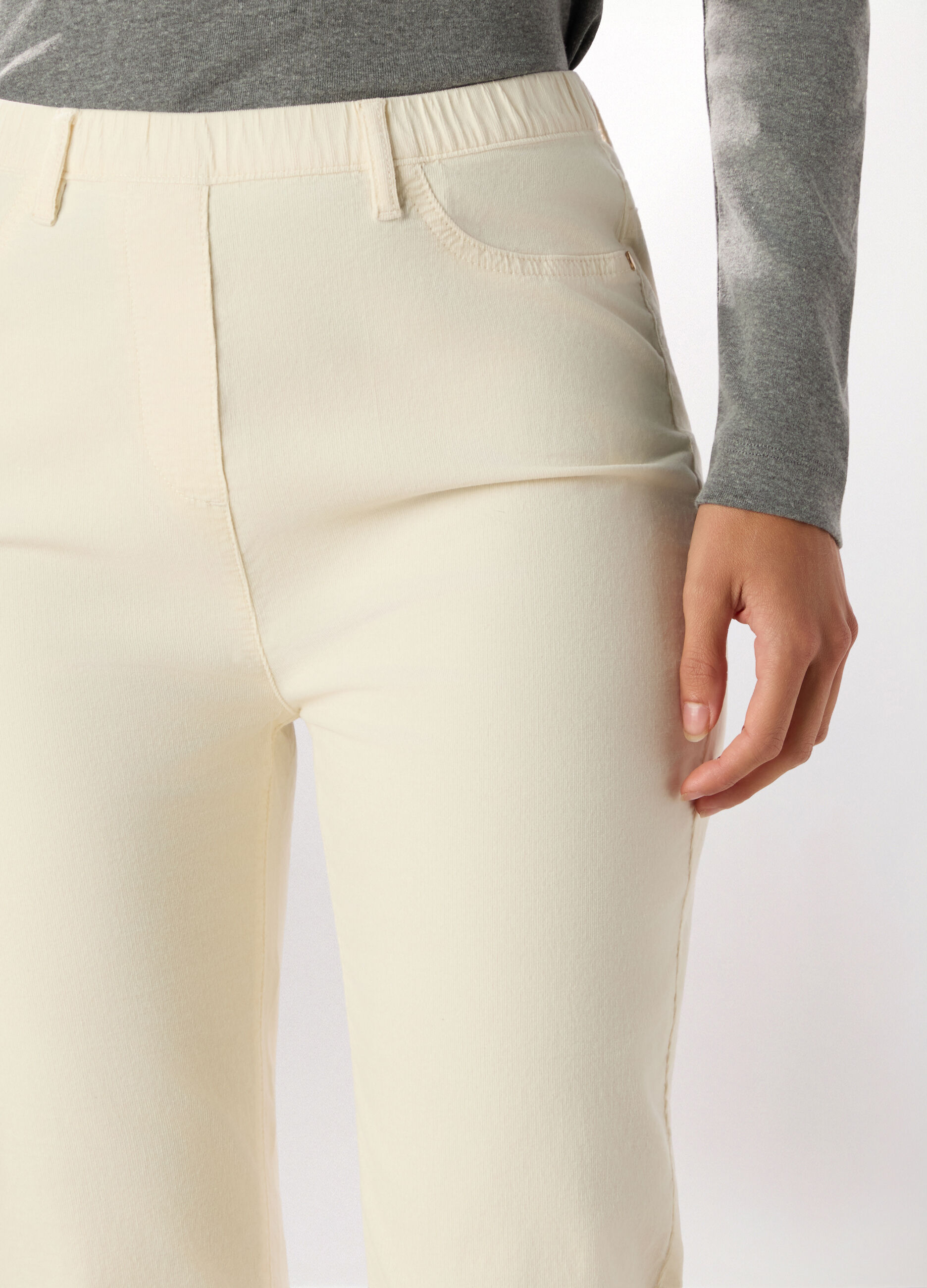 Jeggings in velluto a coste di cotone stretch donna_2