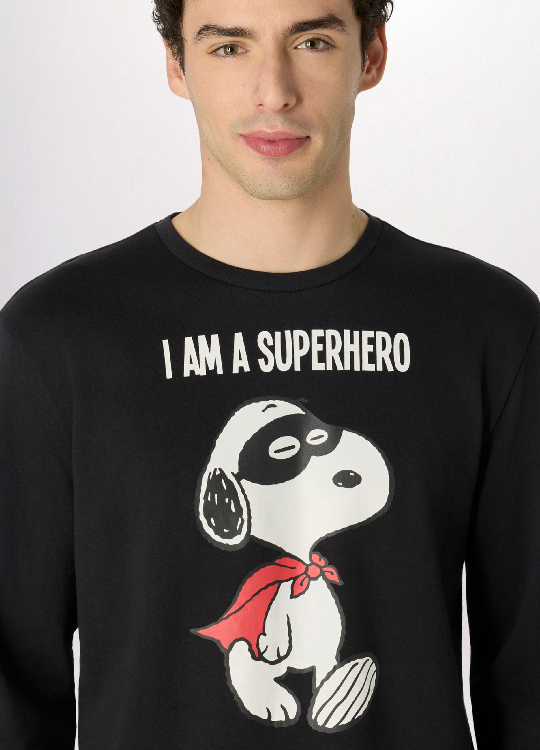 Pigiama lungo in felpa di cotone Snoopy uomo_2