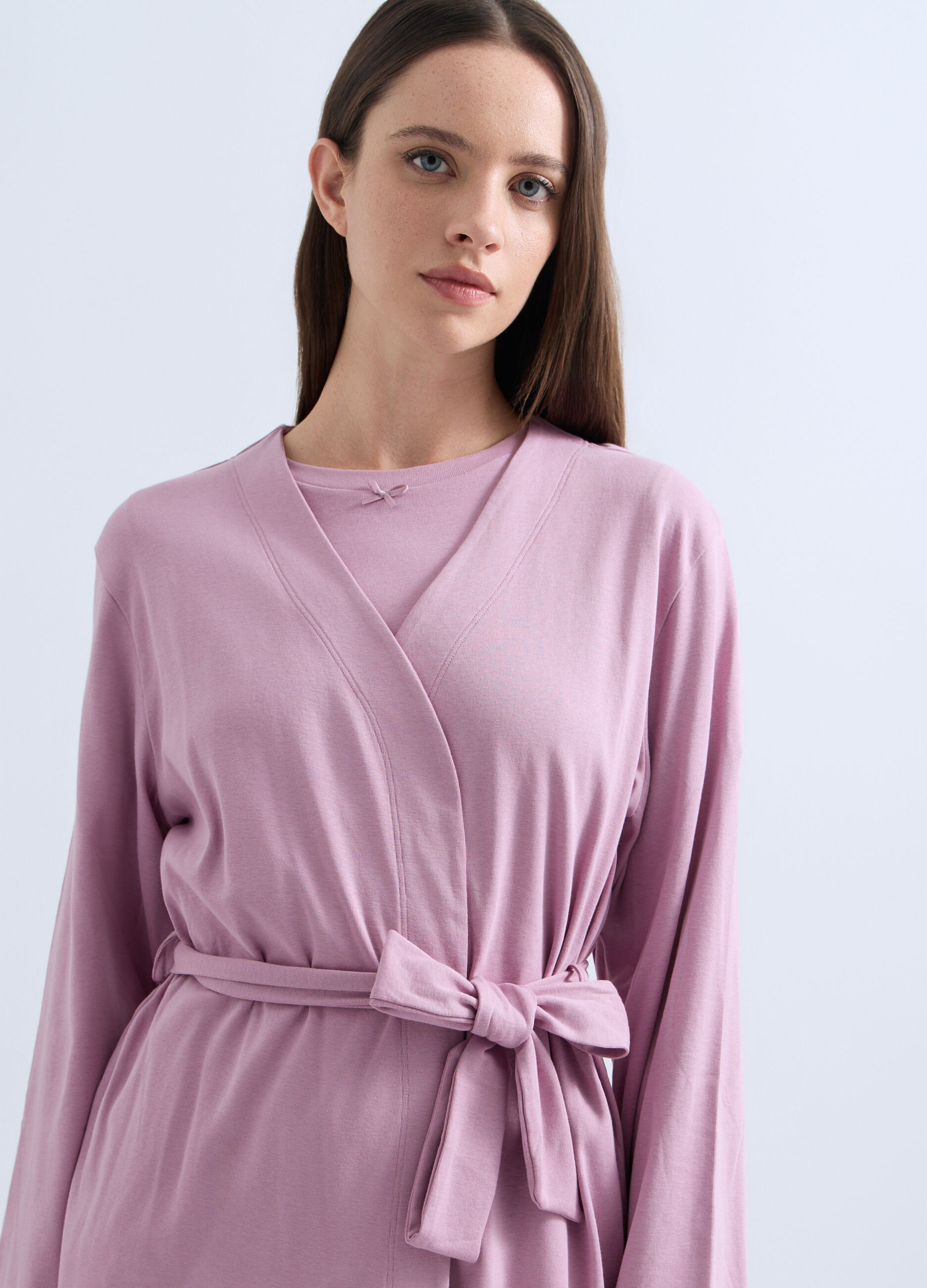 Vestaglia in costina di puro cotone donna_2