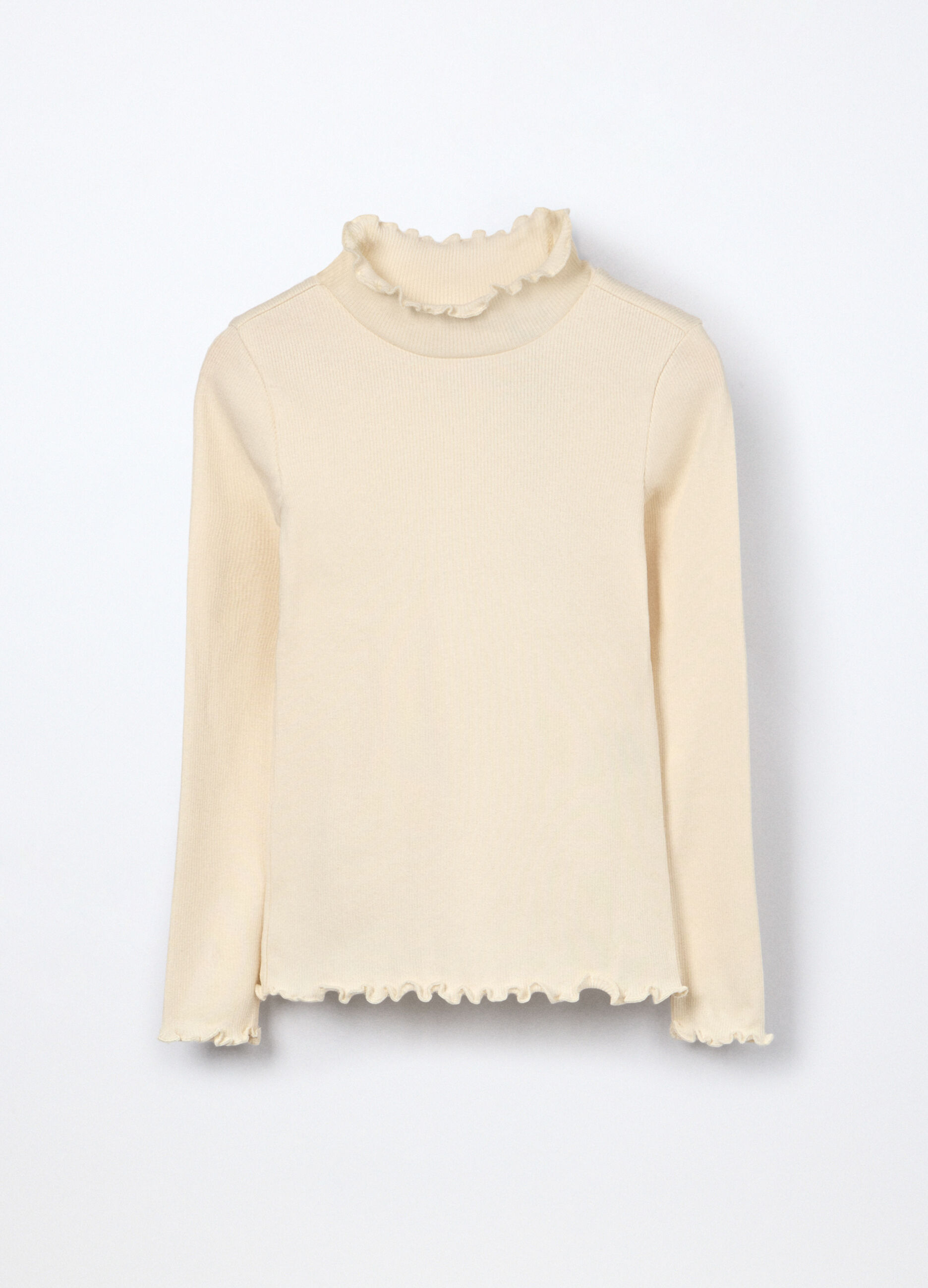 T-shirt in costina di cotone stretch bambina_0