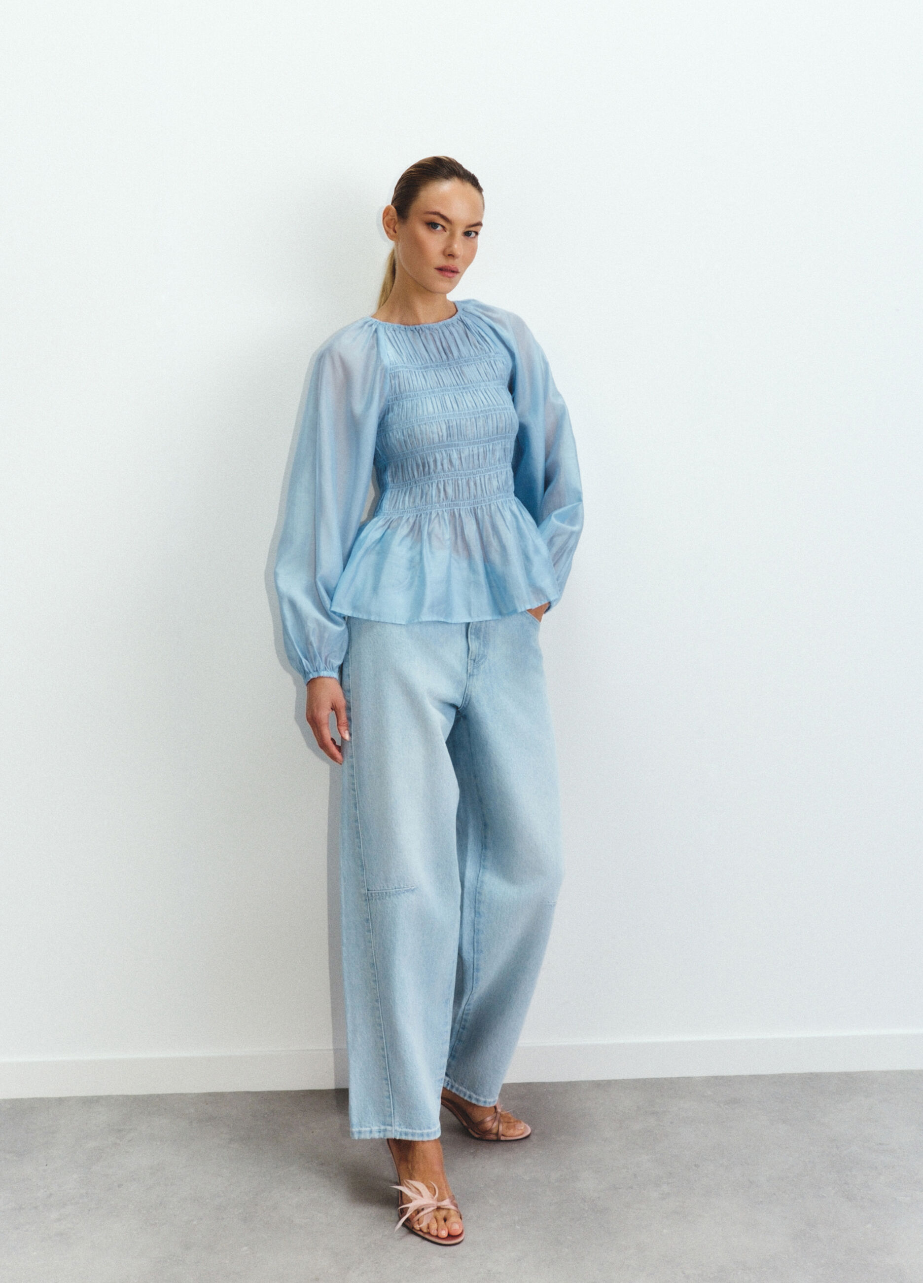 Blusa Fit Slim in mista Lyocell donna_0