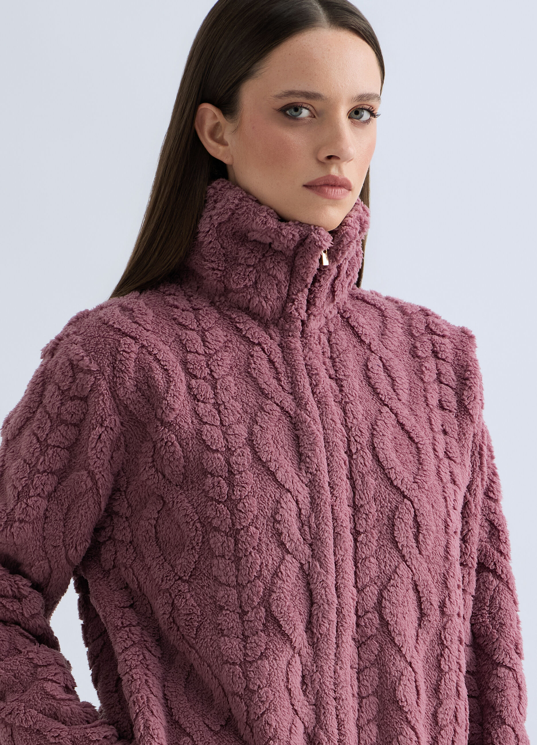 Vestaglia corta in eco fur donna_2
